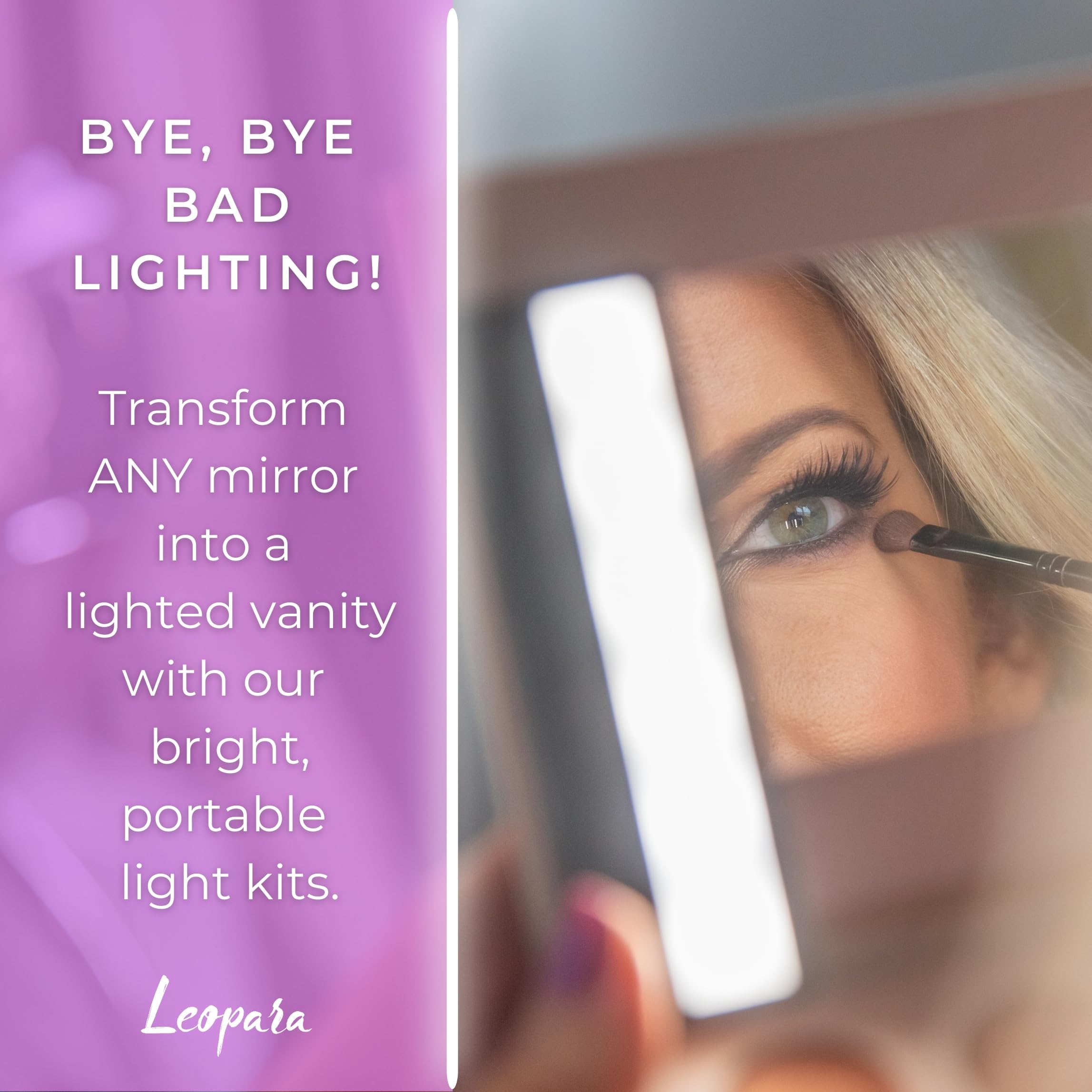 Leopara Duo Portable Makeup Lighting | Set of 2 Cordless, Rechargeable, Suction Vanity Lights for Mirror | Travel Case - Black