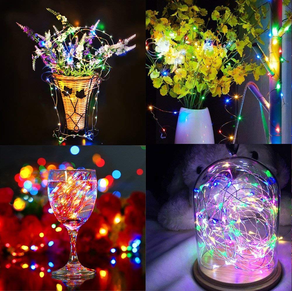 Lomotech Solar String Lights - 66ft 200LED Waterproof Twinkle Lights, 8 Modes, 2 Pack, Multicolor