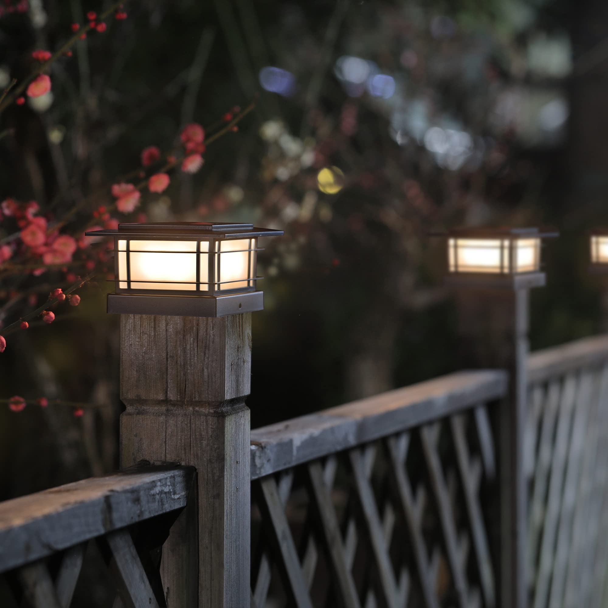 Dynaming 6 Pack Solar Post Lights Outdoor, Solar Powered Fence Post Cap Lights, High Brightness Warm White Smd Led Lighting Decor For Garden Deck Patio, Fit 4X4, 5X5 Or 6X6 Wooden Posts