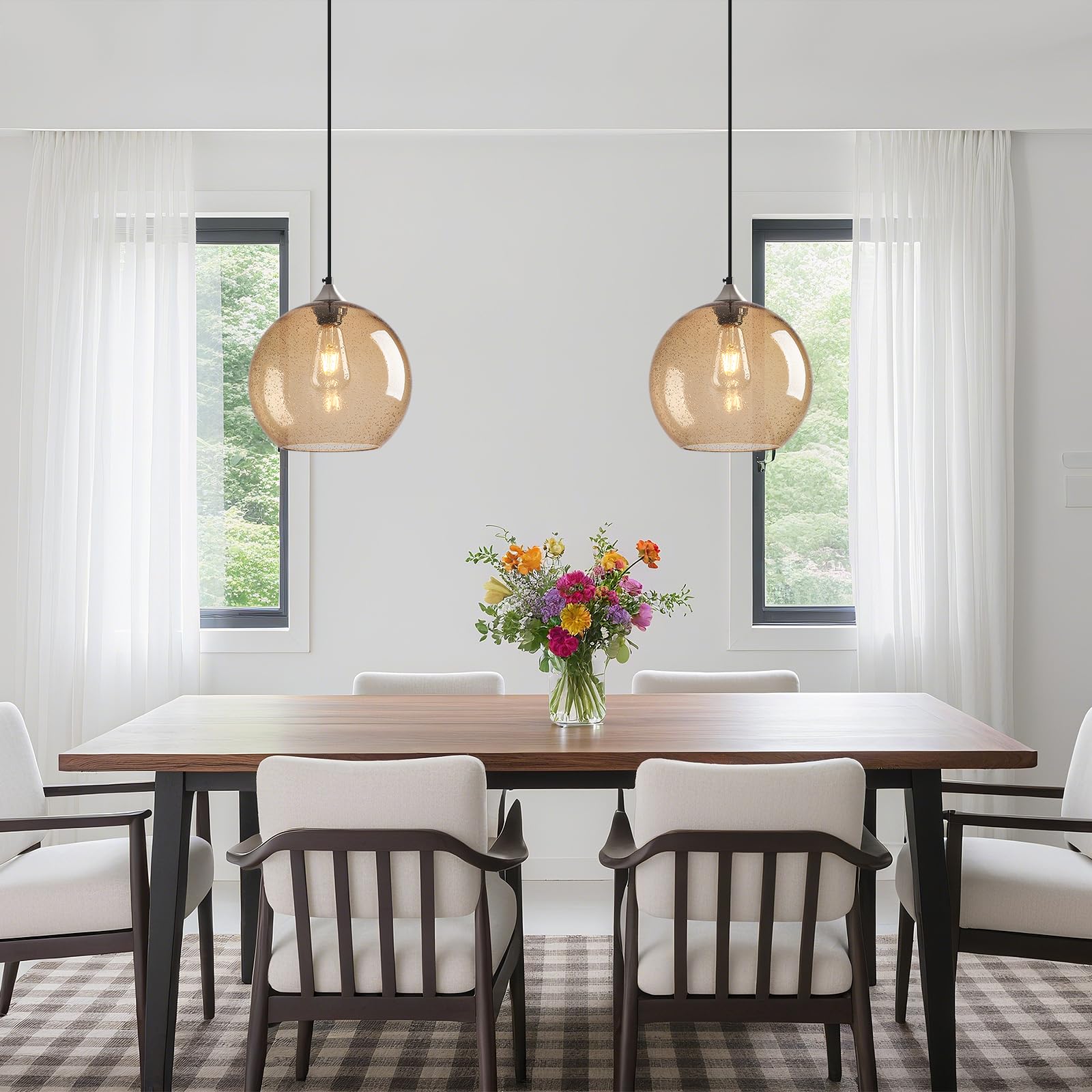 Lbsqj Light Brown Glass Pendant Lights Kitchen Island Globe Pendant Light Fixtures Modern Pendant Lighting For Bedroom Living Dining Room Light Fixture (9.84 In  1 Pack)