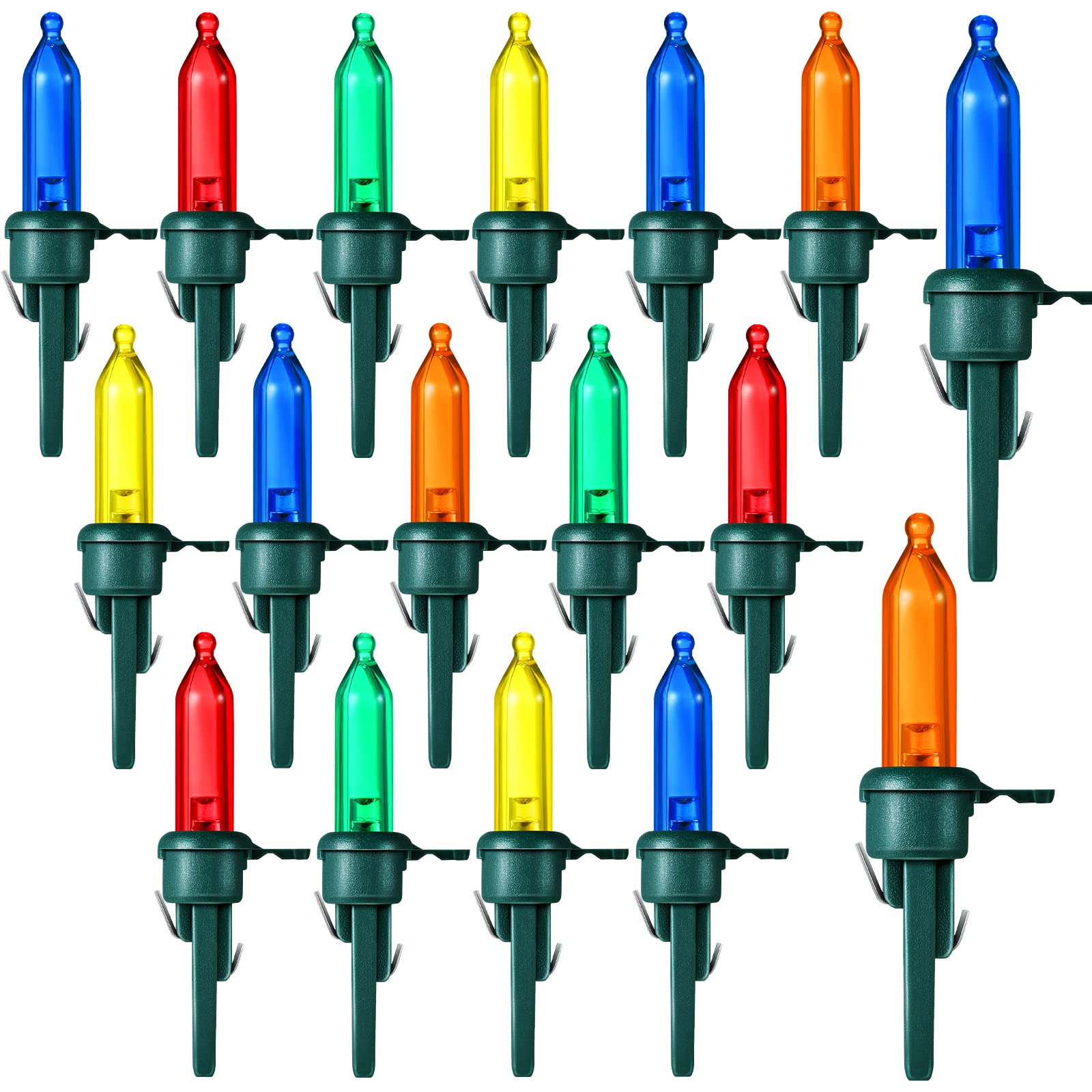 Honoson 60 LED Replacement Christmas Bulbs, 3V Waterproof, Colorful Indoor/Outdoor Decor, Green Base, Assorted Colors
