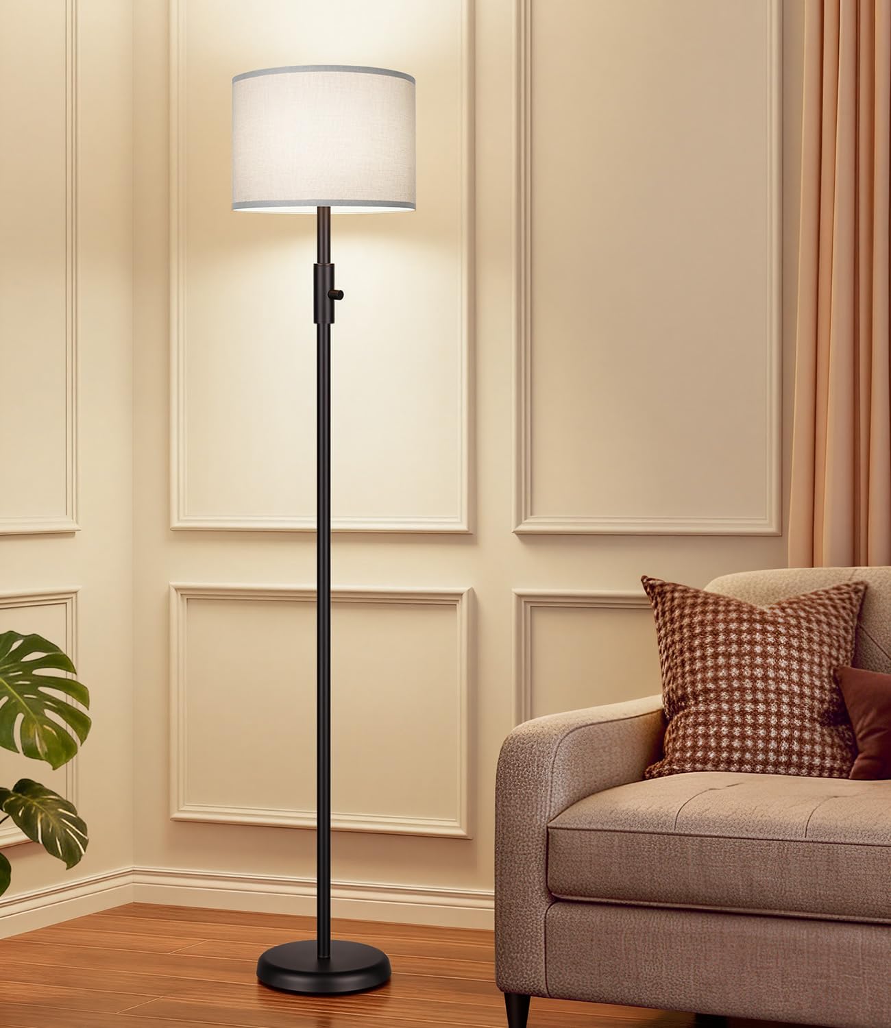 ?Upgraded? Dimmable Floor Lamp for Living Room,1000 Lumens Bulb Included, Modern Floor Lamps Simple Design with Linen Shade, Tal