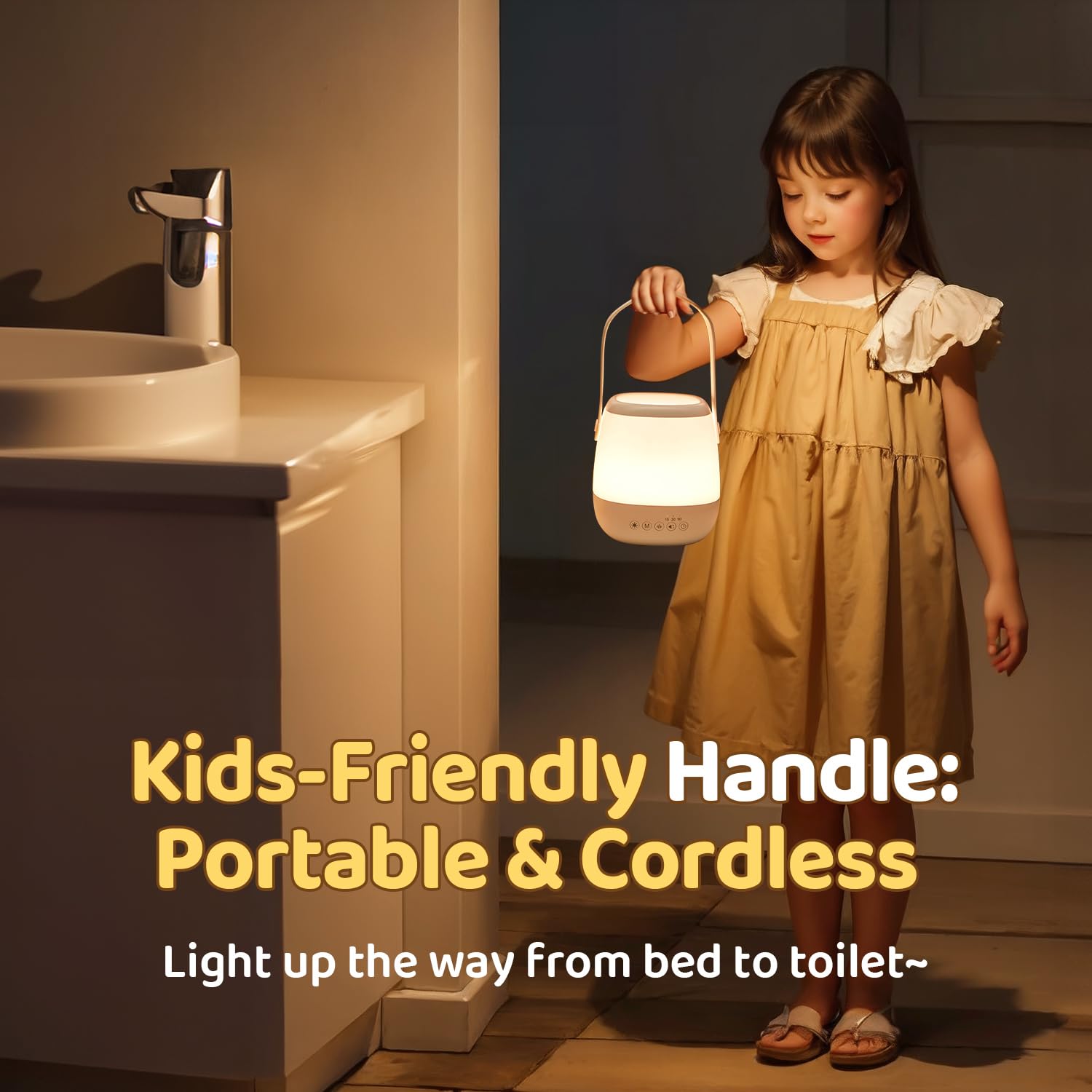 One Fire Baby Night Light 3-IN-1, 15 Colors, 12 White Noises, Portable Sound Machine, USB Rechargeable, Model Nocturna, ABS Material