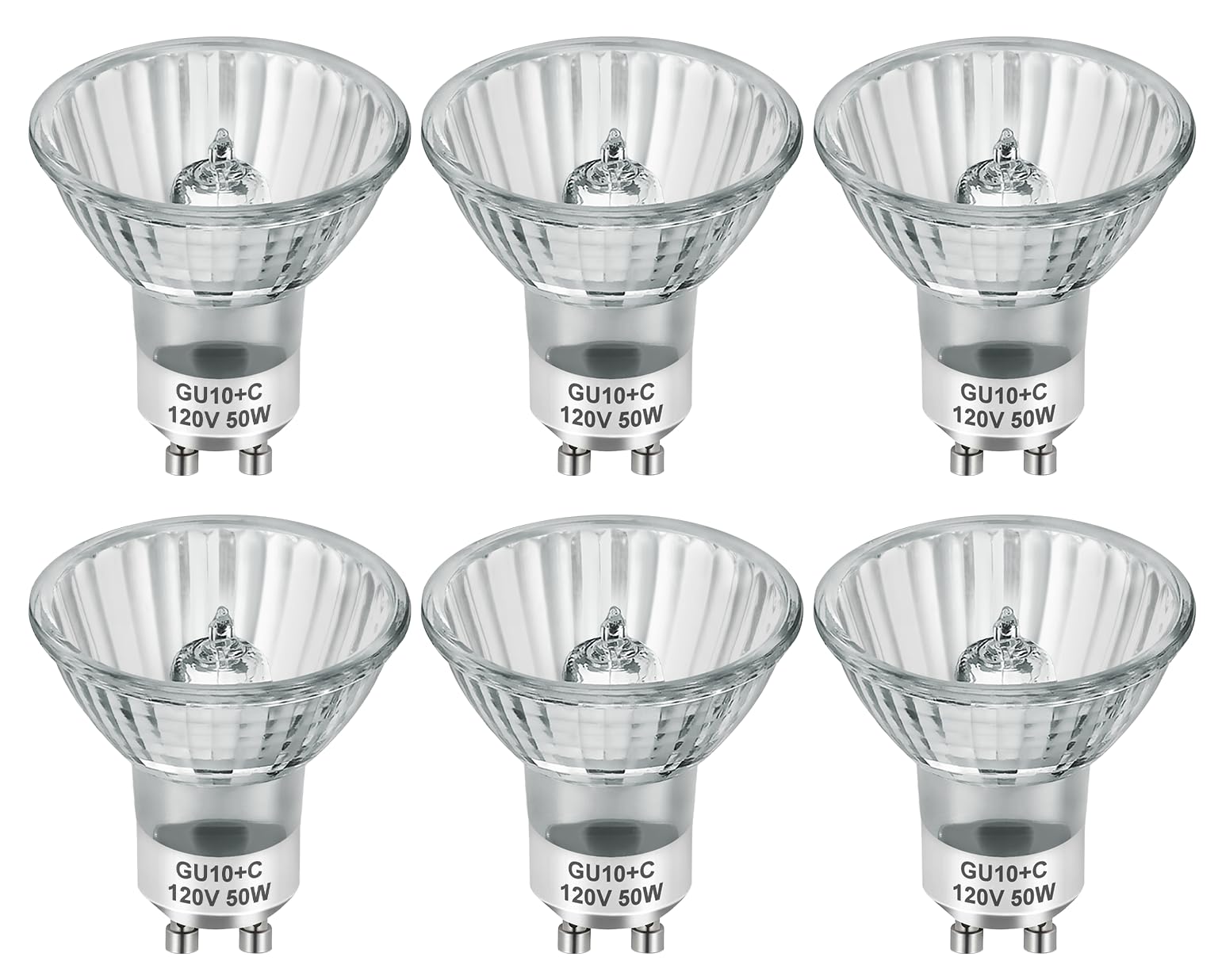 Serbion Gu10 120V 50W Halogen Light Bulbs For Track And Range Hood, Gu10+C Candle Warmer Lamp With Dimmable, 2700K Warm White, 6