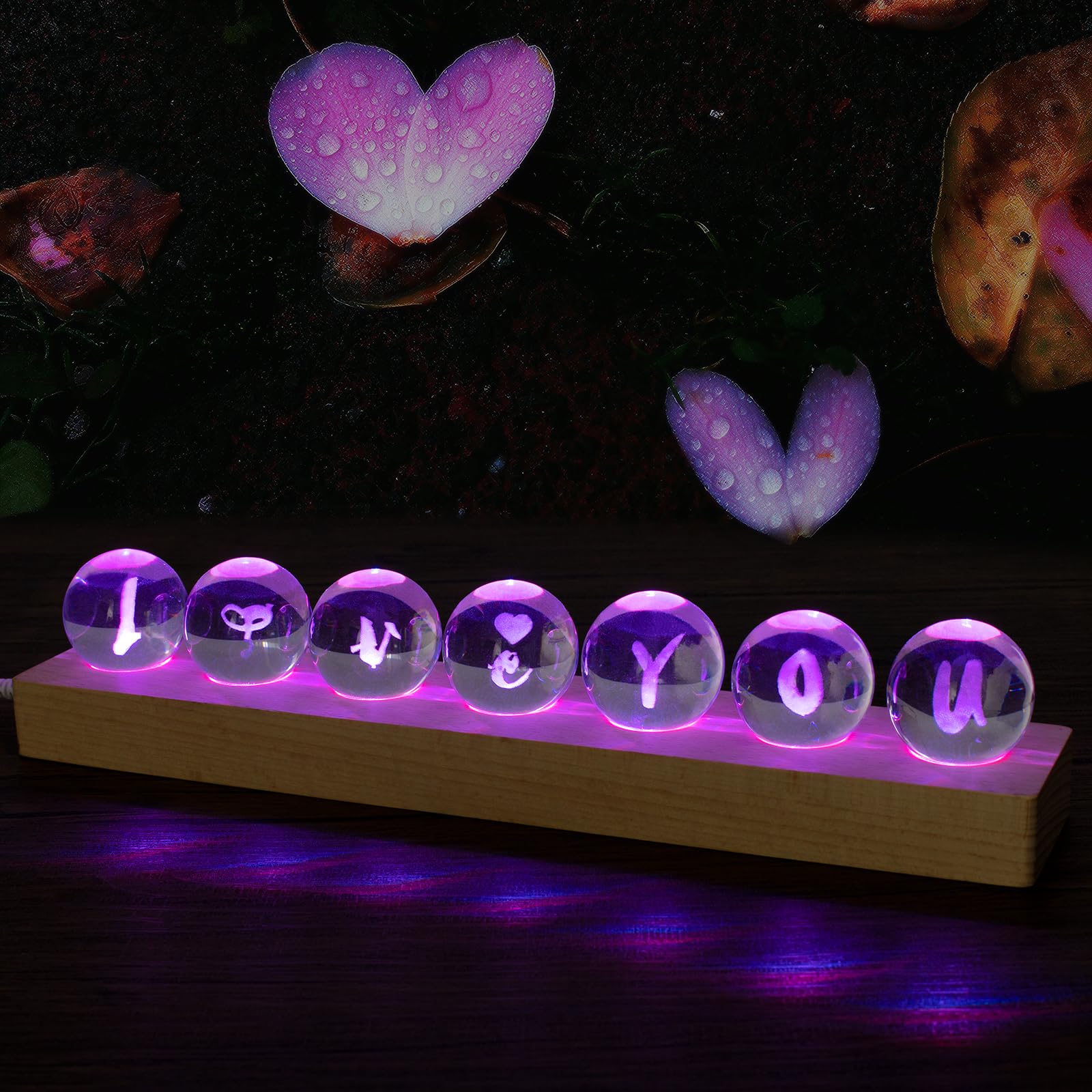 Dokscdlo Gifts For Mom Women Mothers Day, Engraved 'Love You' Crystal Ball Night Light Gift For For Her Girlfriend Wife From Dau