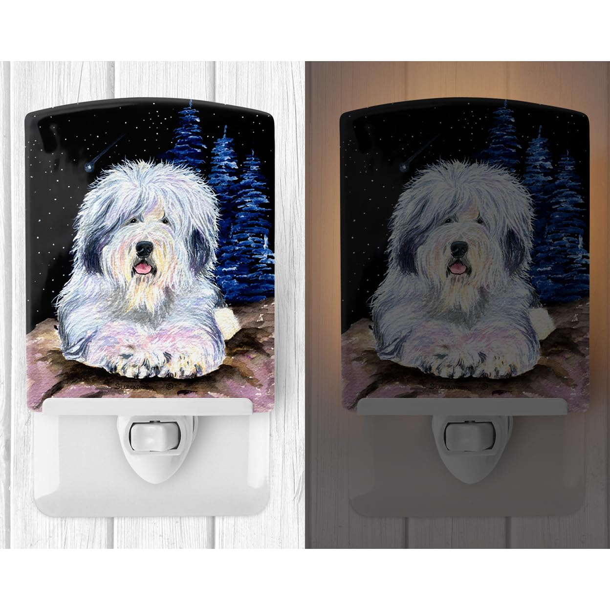 Carolines Treasures Ceramic Night Light, UL-Certified, 6x4x3in, Multicolor, Model SS8443CNL, Old English Sheepdog Design