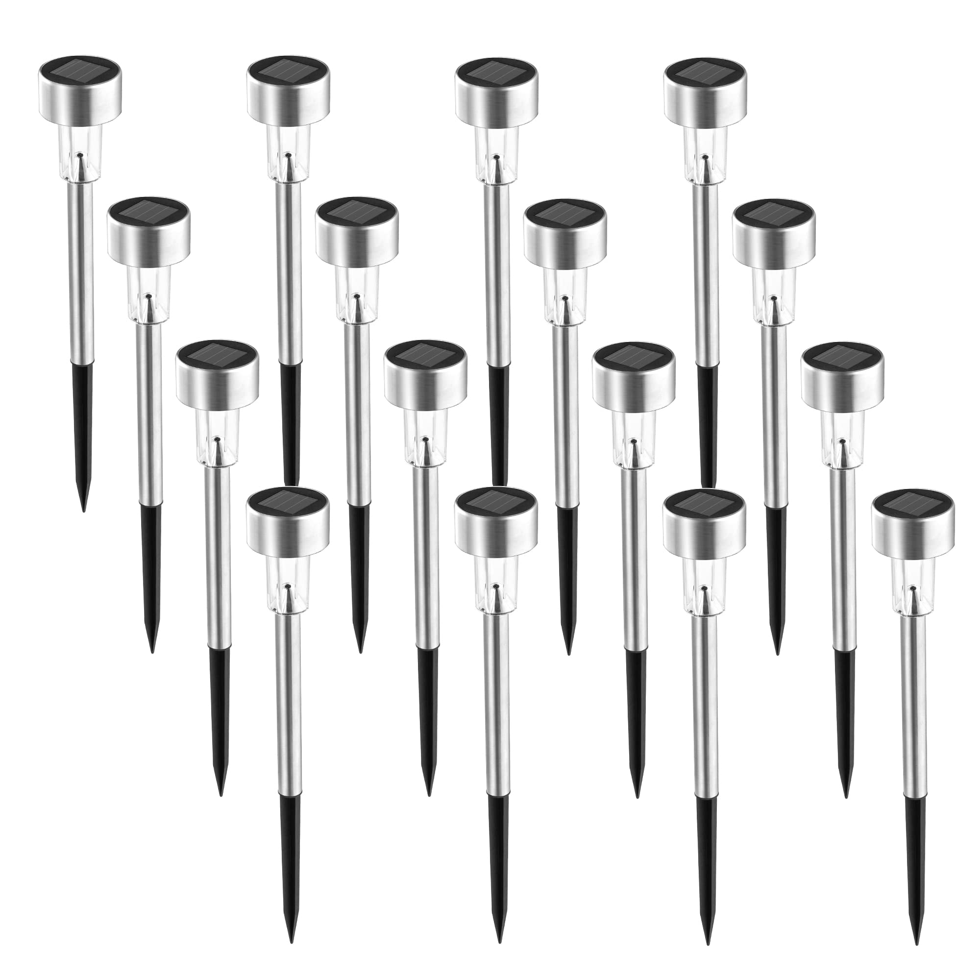 SOLPEX 24 Pack Solar Outdoor Lights Pathway, Stainless Steel Solar Lights Outdoor Waterproof,LED Landscape Lighting Solar Walkwa