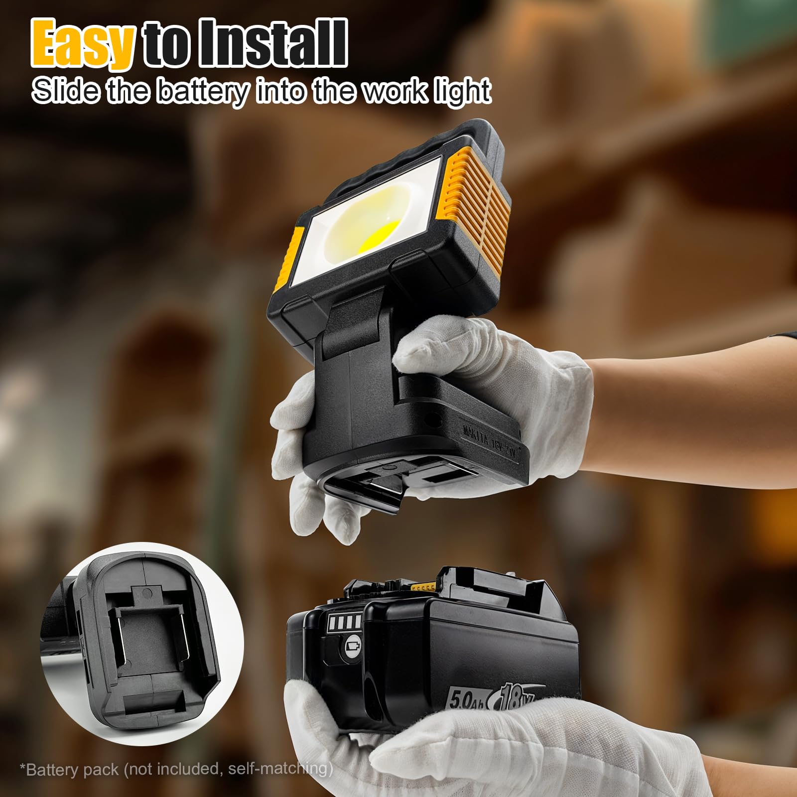 Sylstar Cordless Work Light For Makita 18V Max Battery, 25W 2500Lm Cob Led Flood Light With 3 Modes,135 Foldable, Dual Usb Charg