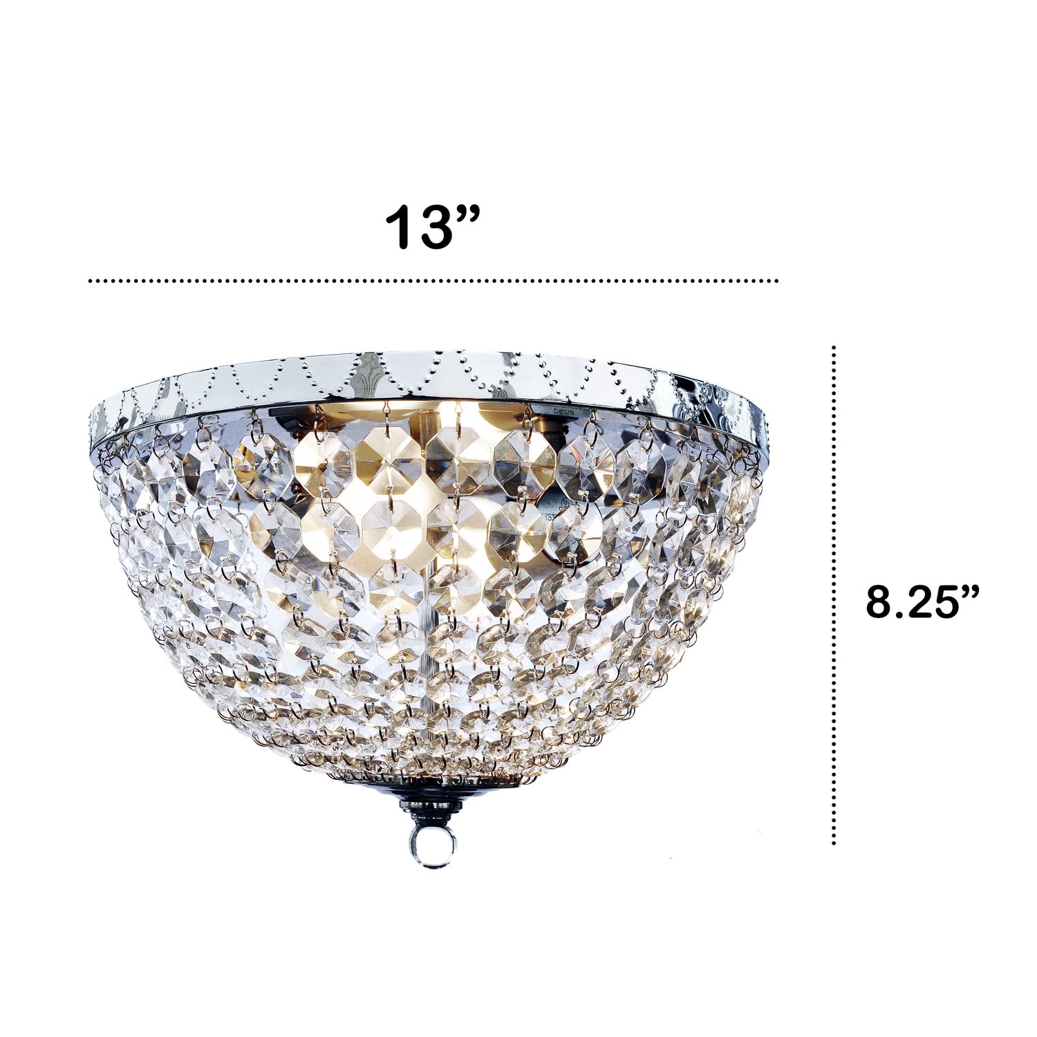 Lalia Home Crystal Drop 2 Light Ceiling Flush Mount, Chrome - 1 Pack