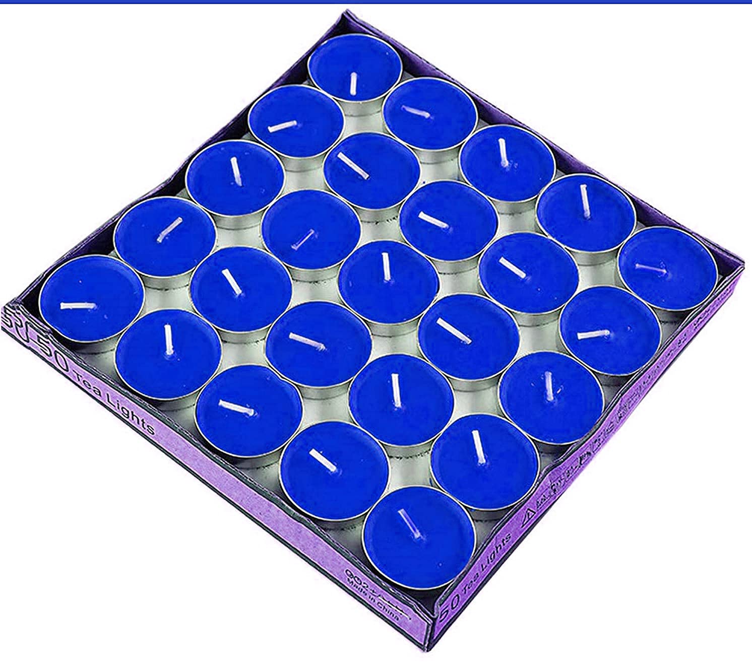 Ein Sof Unscented Tea Lights Candles | Blue Paraffin Wax Tealight Candle Perfect for Home Decor | Long Lasting | 2 to 3 Hours Bu