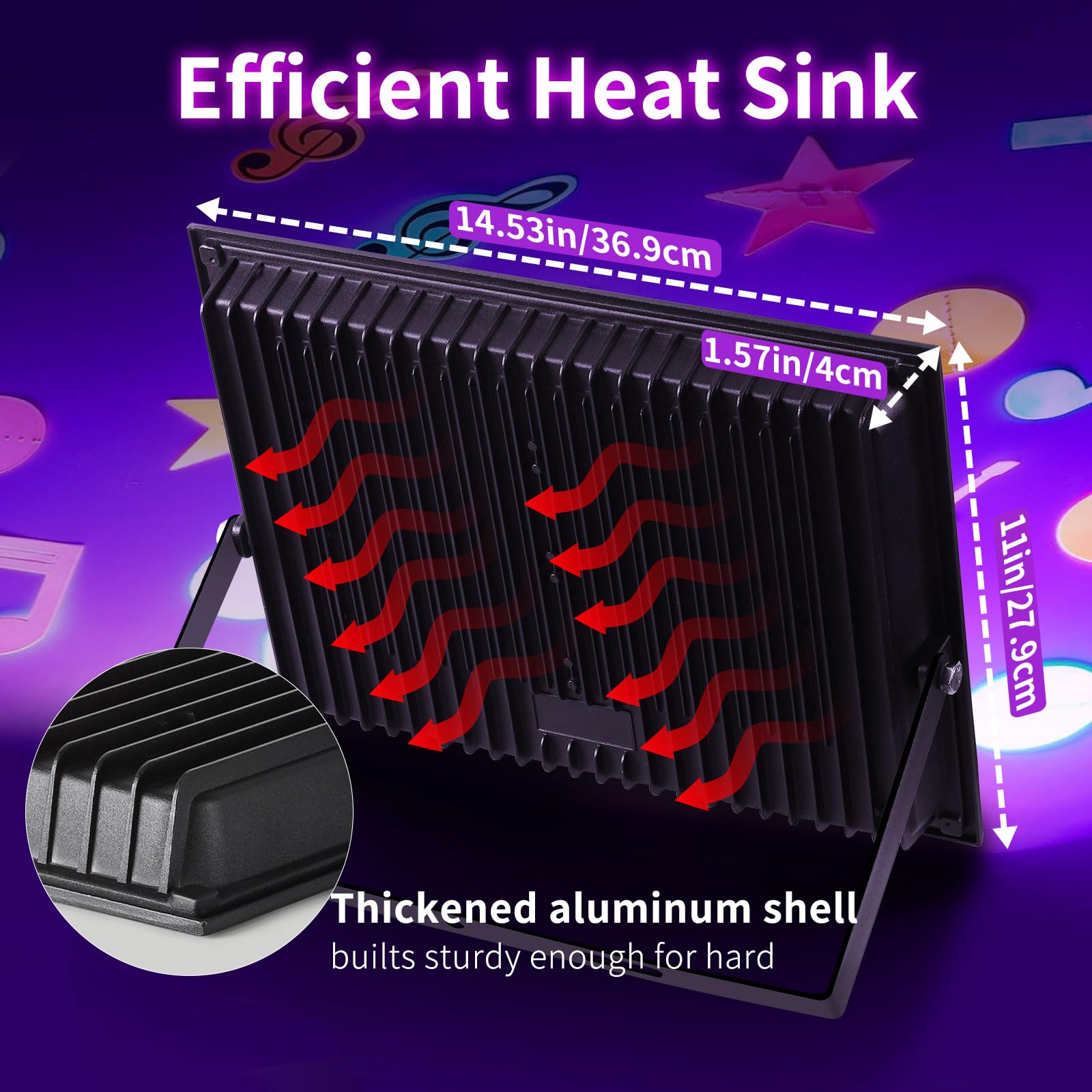 YAYIT 200W Blacklight Flood Light - IP66 Waterproof, Aluminum, 10ft Cord, 4 Pack, Perfect for Parties, Halloween, Stage, Gym