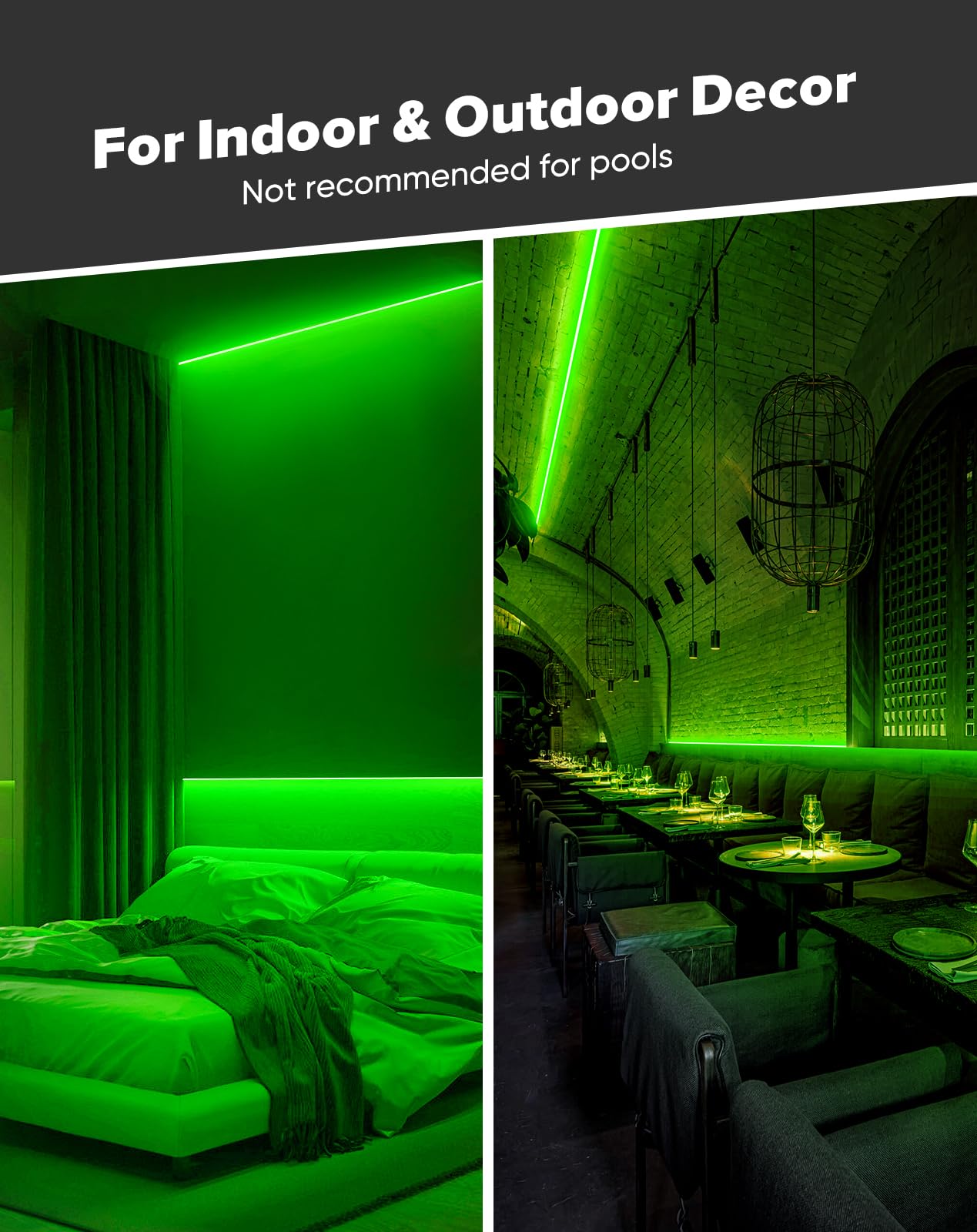 Shine Decor Cob Led Rope Light Ac 120V  800Lm Ultra Bright  Ip65 Waterproof Cold-Resistant Etl Neon Strip  No Driver Tape Lighting For Home Commercial 10X4.5Mm  Green  16.4Ft