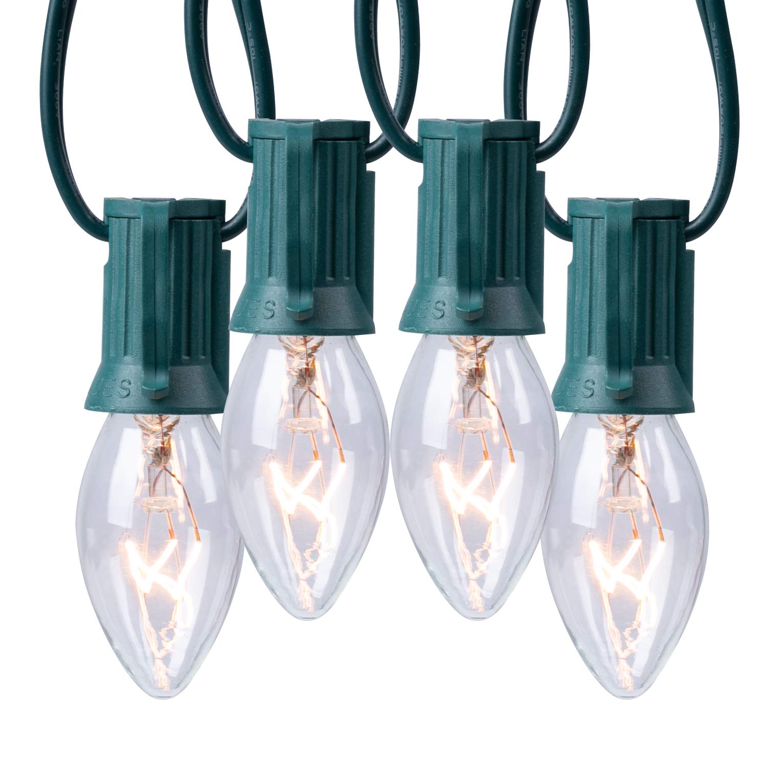 Minetom C9 Clear Christmas String Light Set, 100FT, Green Wire, Polycarbonate, Model GYC-O1007BU