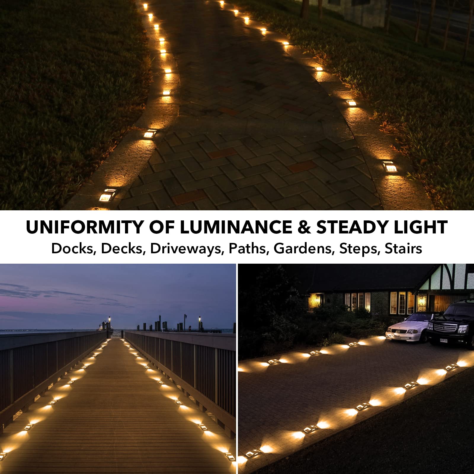 AGPTEK Solar Driveway Lights - Waterproof LED Marker Light, 1 Pack, Warm White, Model APOLD2 for Pathway, Garden, and Yard