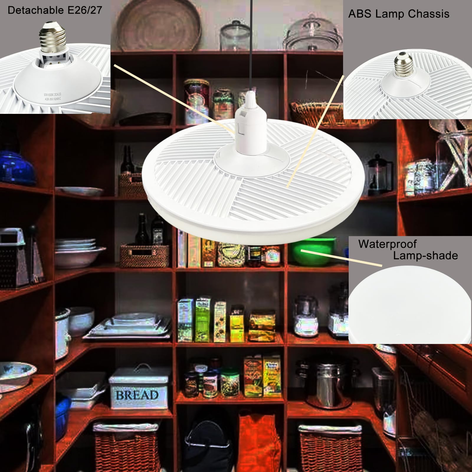 Ncbcnb E27 Ufo Garage Light Bulb 330W Equivalent Efficient 50W 9Inch 4000Lm, Led Light Bulbs, 6500K Daylight White Light E27/26