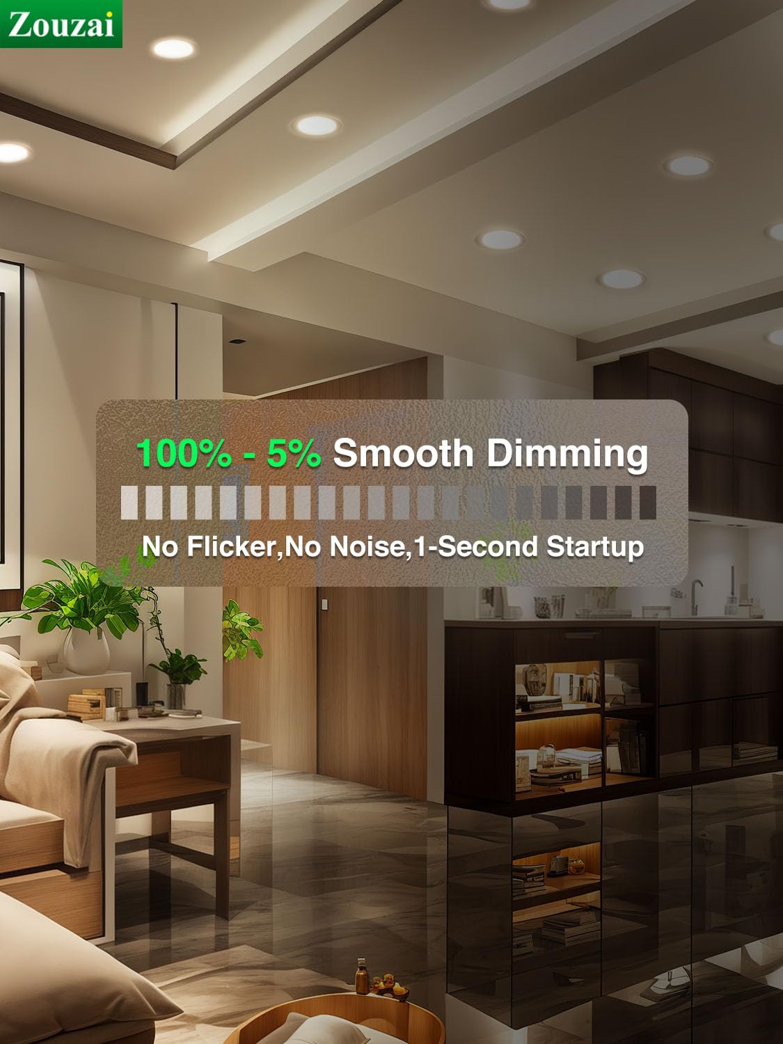 Zouzai 1 Pack 6 Inch Black 5Cct Reset Ultra-Thin Led Recessed Ceiling Light With Junction Box, 2700K/3000K/3500K/4000K/5000K Sel