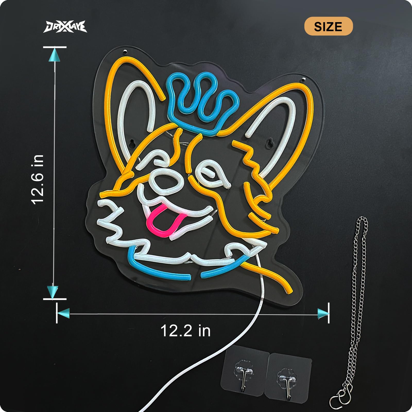 Corgi Neon Sign Dog Neon Sign For Wall Decor Teen Room Gifts For Birthday Kids Room Boys Room Playroom Decor(12.6 X12.2 In)