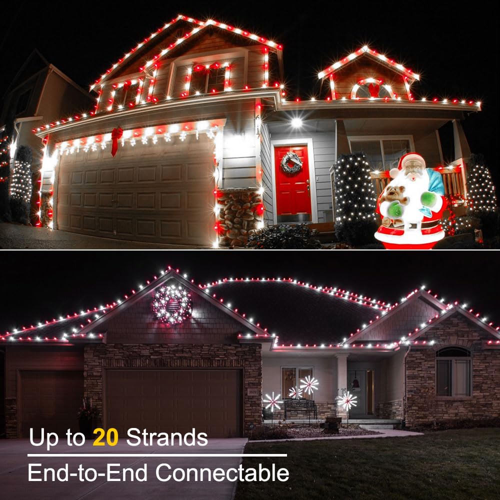 Brizled Christmas Lights, 33ft 100 LED, Red & Cool White, UL Certified, Connectable, Model TSD-100M-2/S-FT3