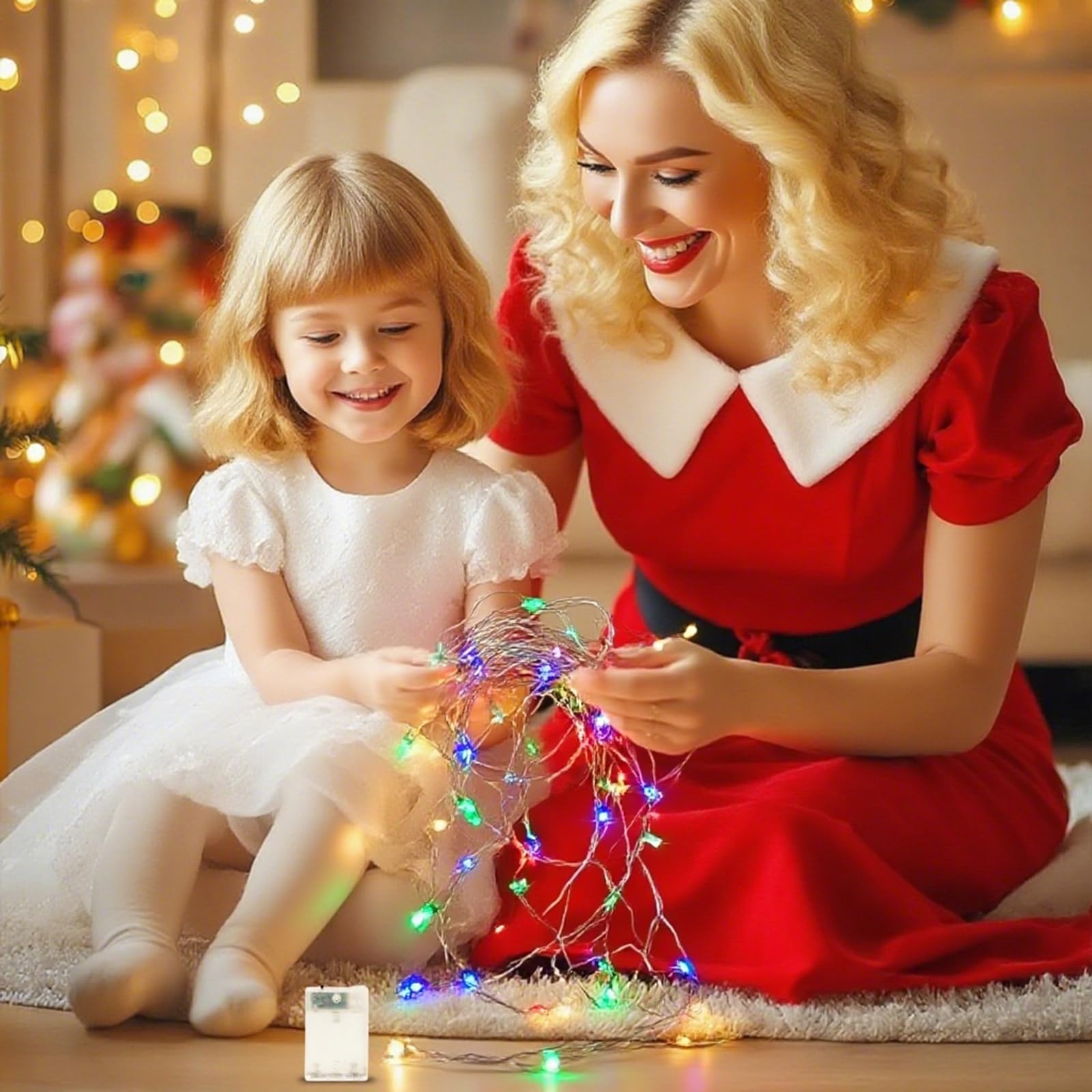 YPHSOL Fairy Lights String Lights 50LED 16.4ft Waterproof Silver Wire 2 Pack Multicolor