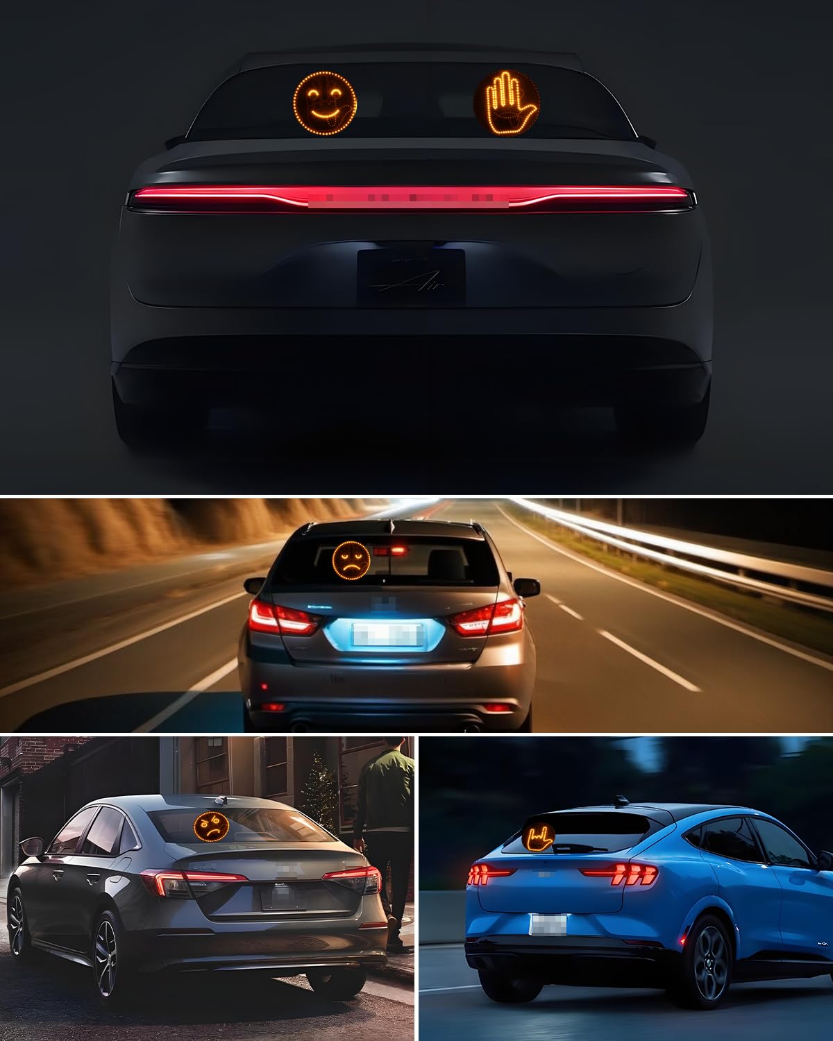 GSOWO LED Trunk Gesture Light with 4 Emojis, 11 Modes, Plastic, Model GS-H-BA, Ideal for Car Trunk Cargo Area & Ceiling Lighting