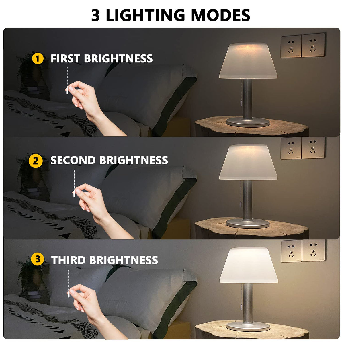 LED Solar Table Lamp Outdoor Waterproof-3 Way Dimmable Outside Patio T ...