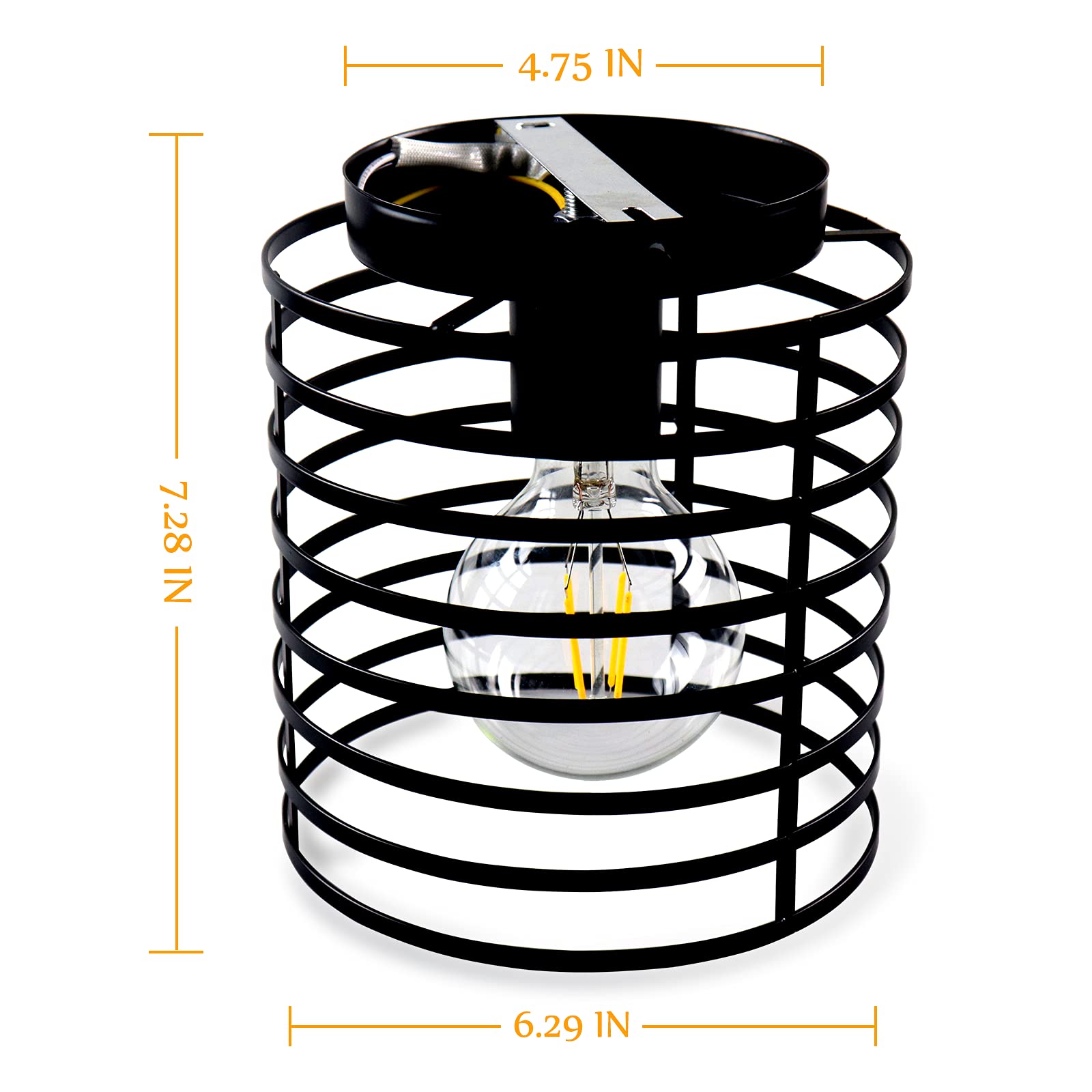 Lysed Small Ceiling Light Fixture Rustic Hallway Light Fixtures Ceiling, E26 E27 Base Black Industrial Semi Flush Mount Ceiling