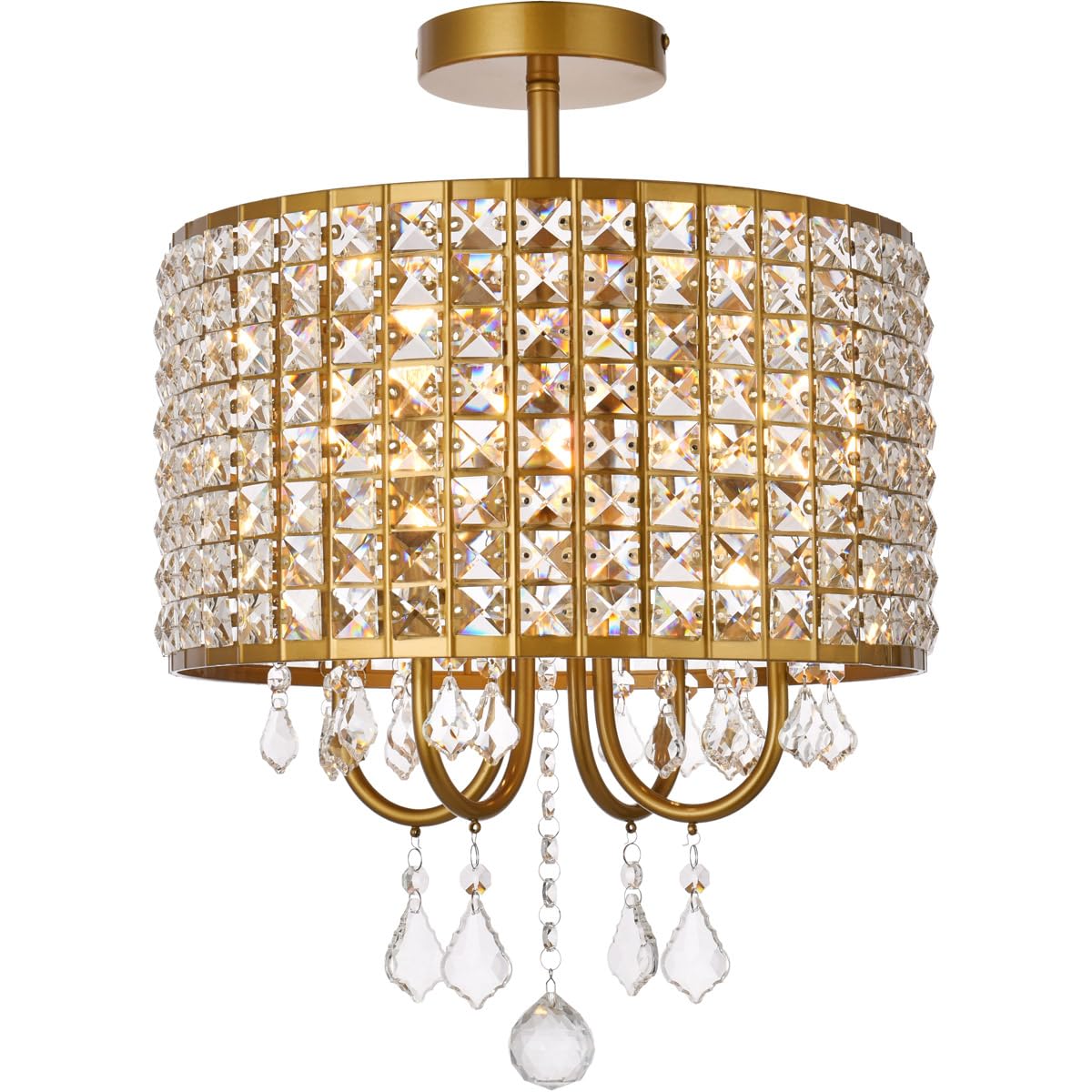 Living District Elise 4-Light Transitional Style Metal Flush Mount in Brass