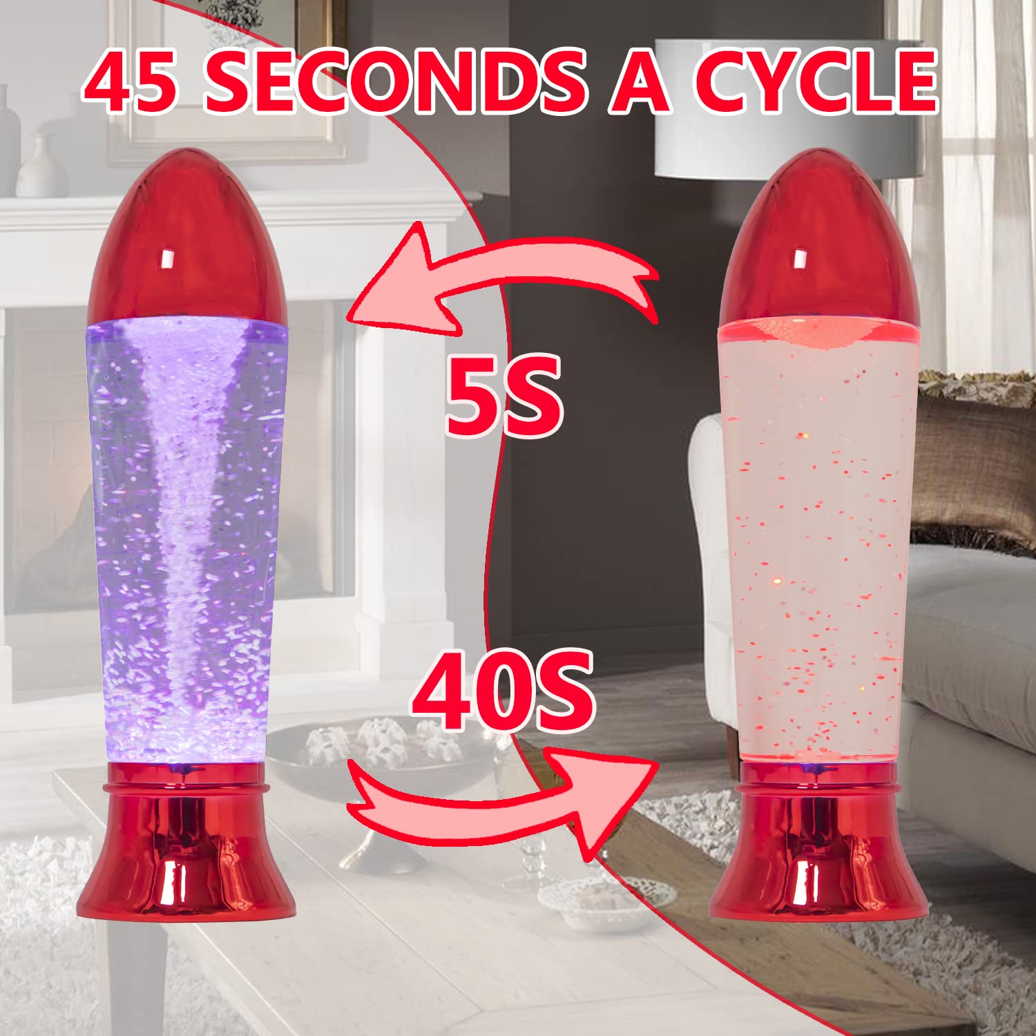 YAKii Tornado Lamp 10.5" LED Color Changing Science Toy, USB/Battery Operated, Red Christmas Decoration
