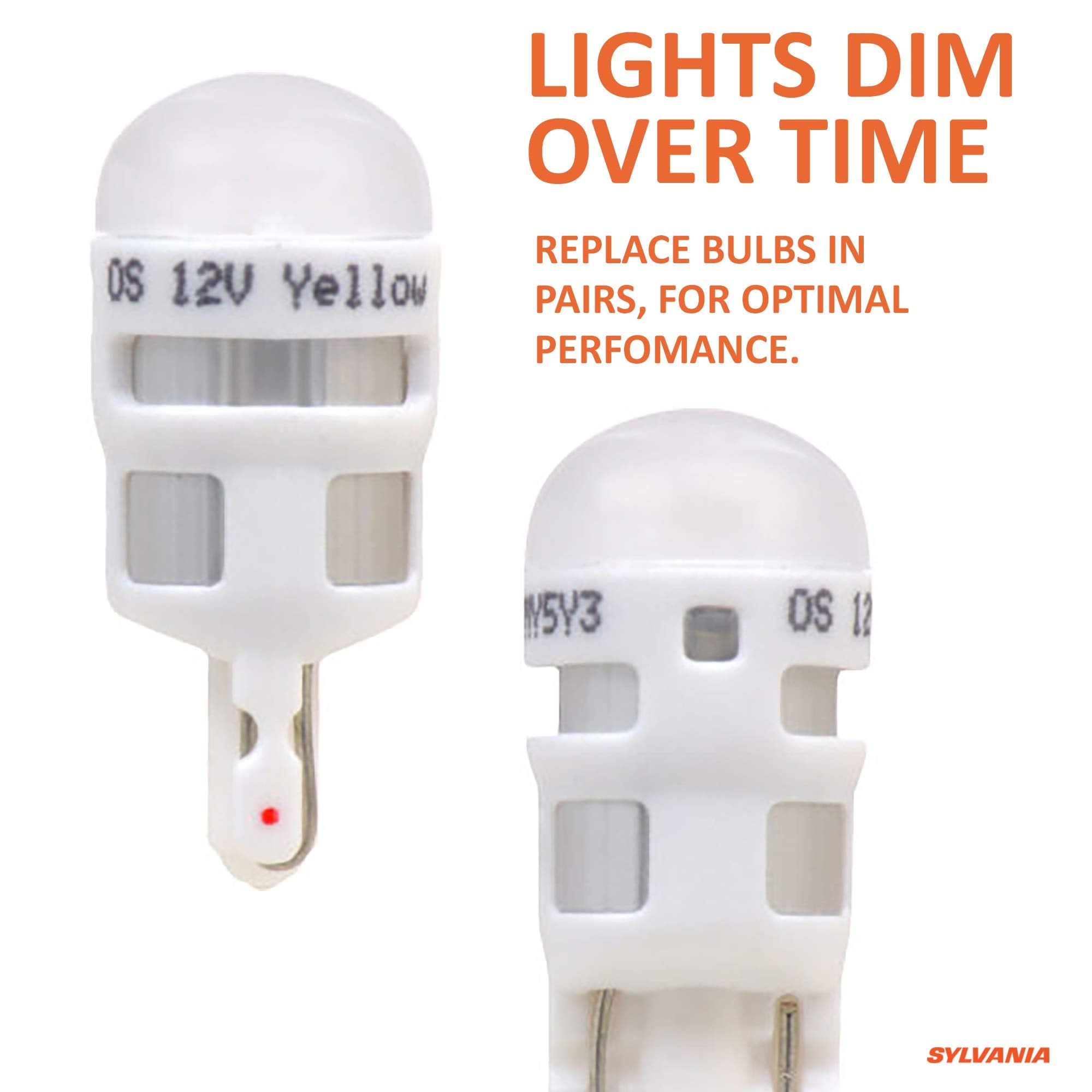 SYLVANIA 194 T10 W5W ZEVO LED Bulb - Amber, Bright Interior Lighting, Model 194ALED.BP, Contains 1 Bulb