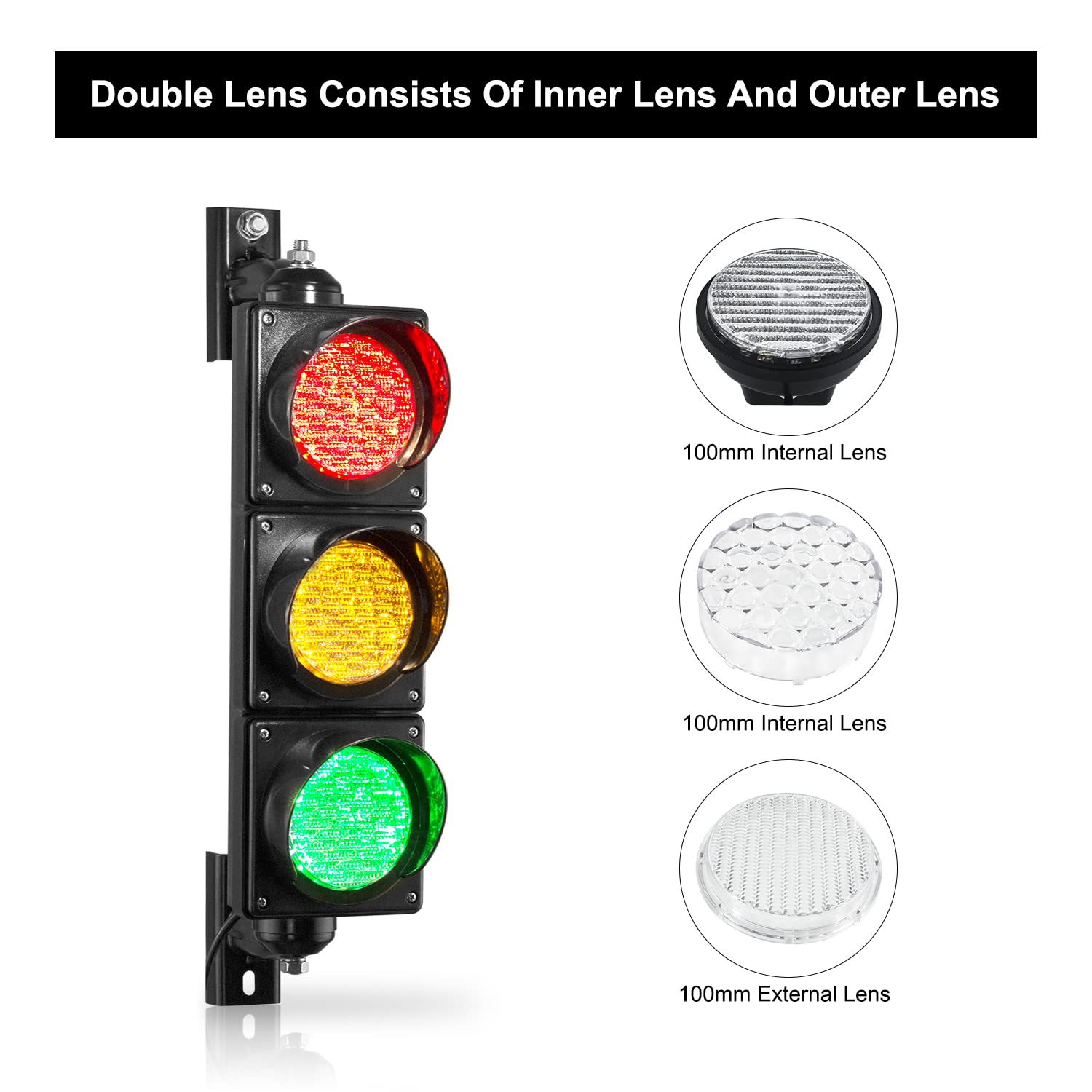 Bbmi Ac85-265V(4 Inch) Traffic Light, Red Yellow Green Traffic Signal Light, Pc Housing Stop And Go Light, Outdoor Waterproof Ip65 Industrial Led Traffic Lamp