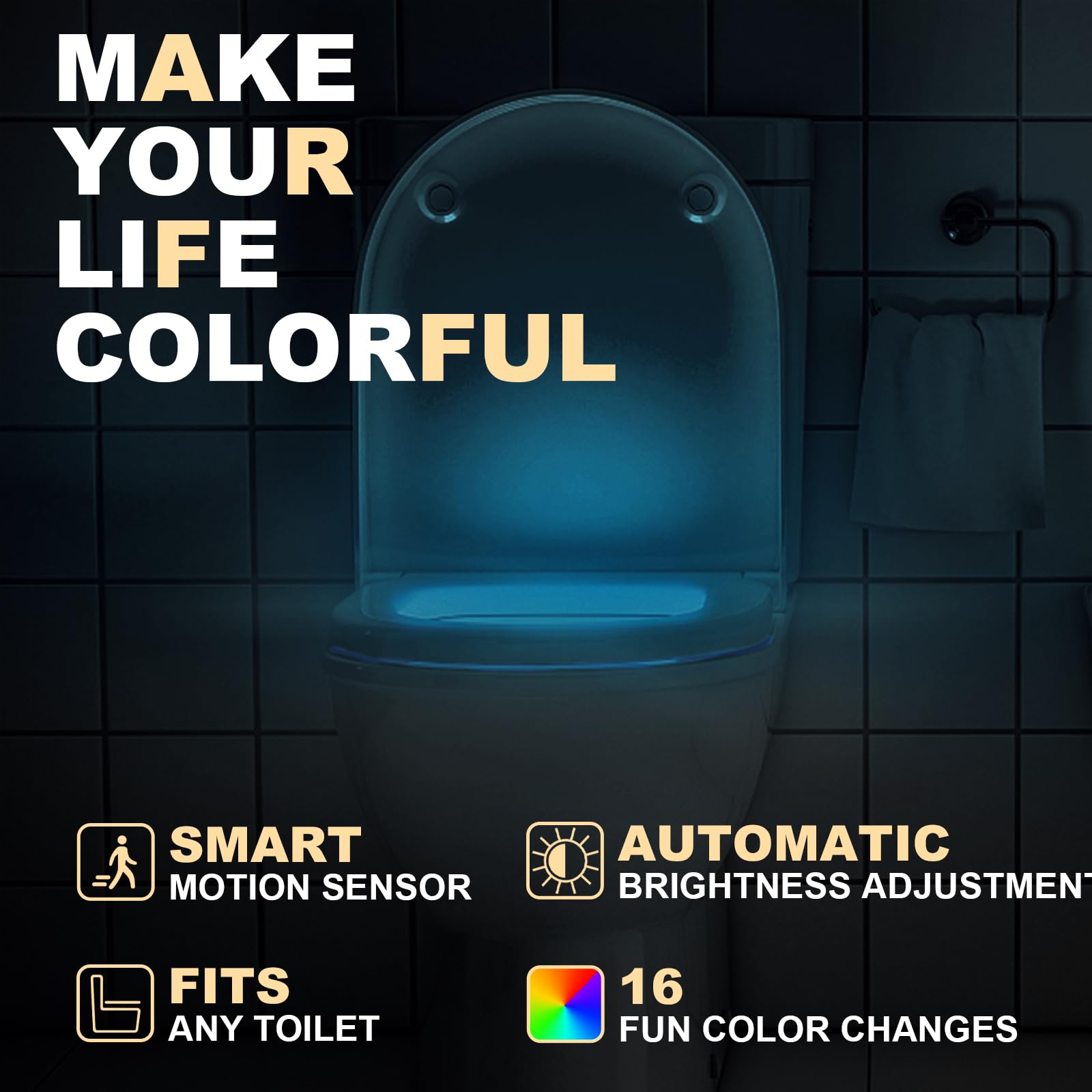Miefl Toilet Light Motion Sensor Activated, 16 Colors Changing Led Glow Bowl, Inside Toilet Night Lights For Bathroom, Smart Potty Light Funny Ideal Gift For Dad Teen Boy Girl Adult-Shield Shape
