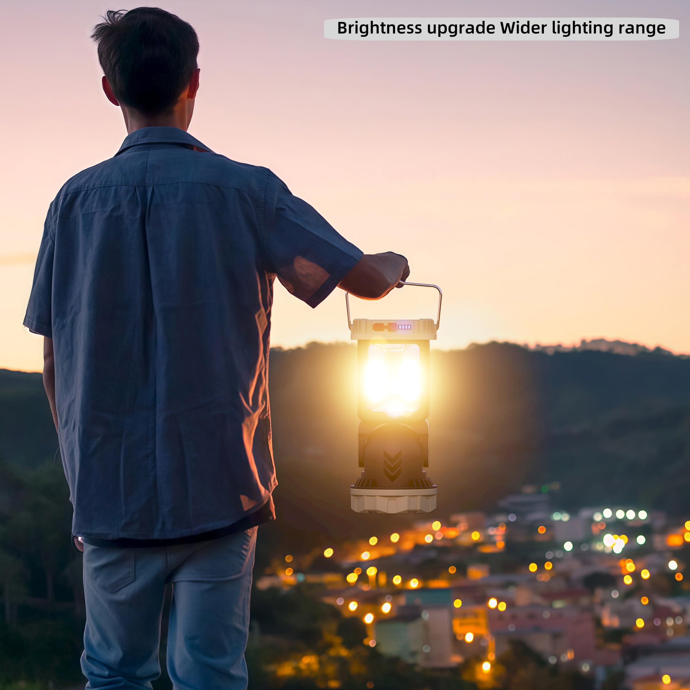 Homy Electric Lanterns Solar Charging Gray-Green Camping Essentials Led Lights And Rechargeable Flashlight Headlight + Big Light