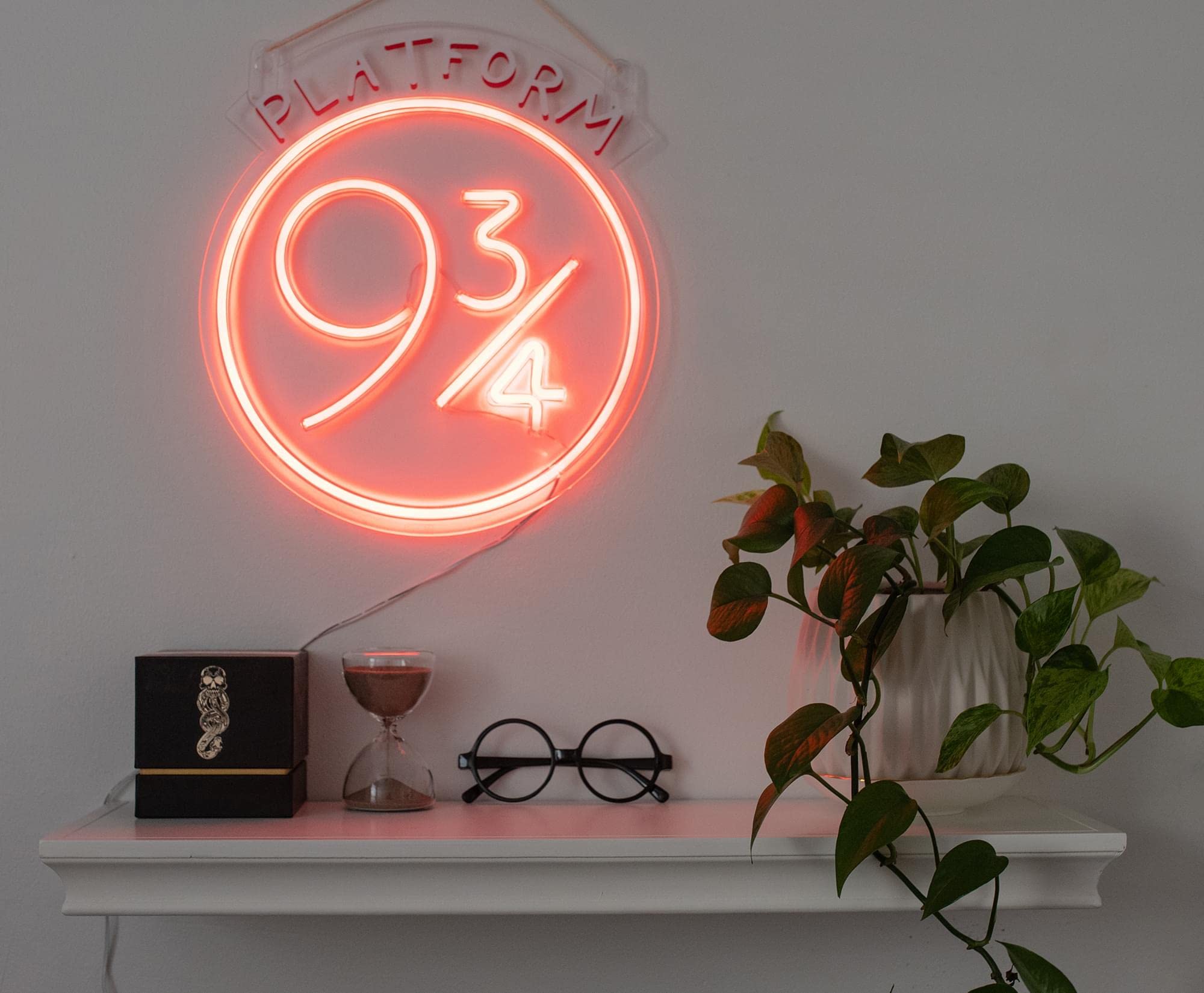 Harry Potter Platform 9 3/4 Hanging LED Neon Wall Light | Ready To Hang Wall Decor Artwork | Wizarding World Mood Light Sign For