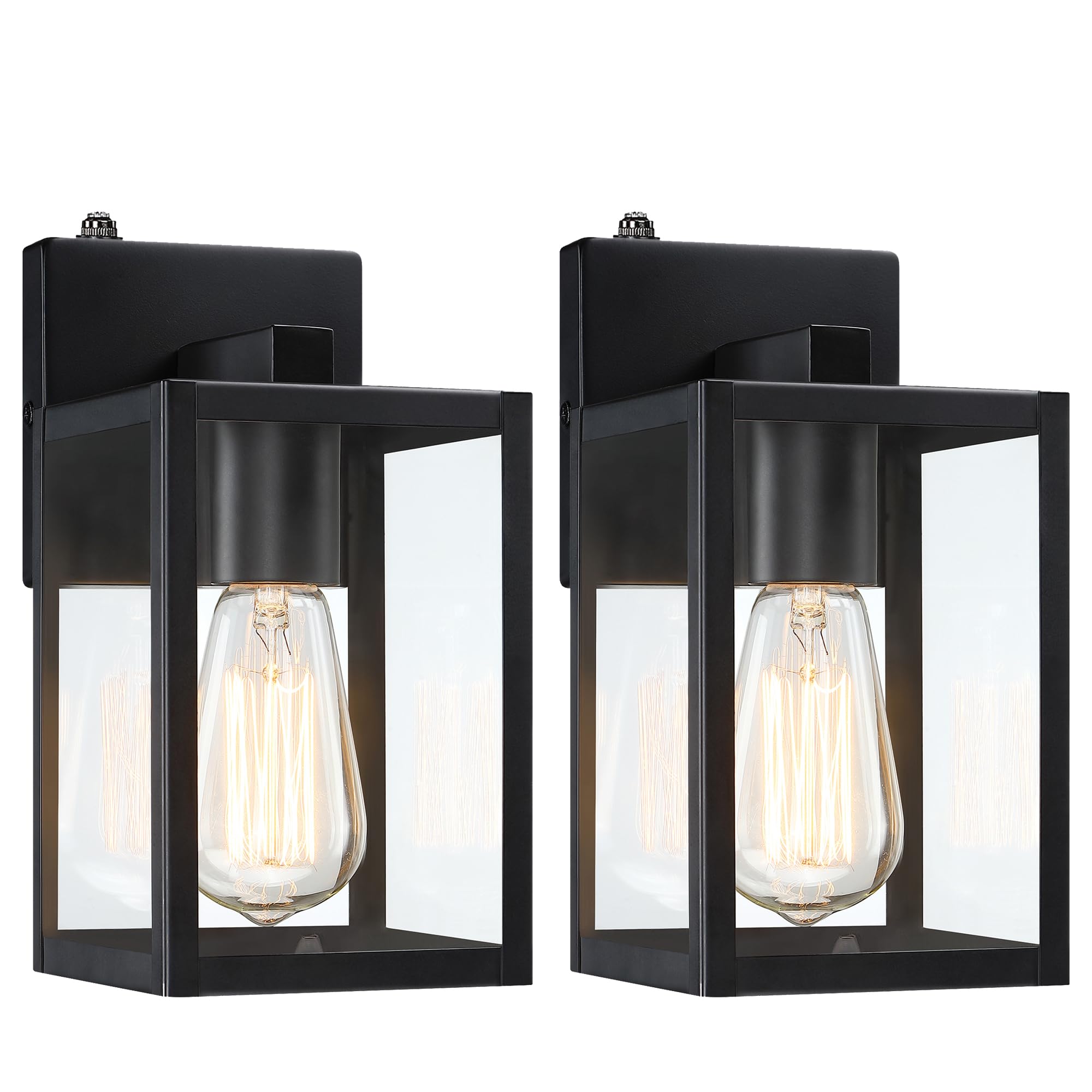 Faymart Lighting 2 Pack Small Outdoor Sconce Lights 10 Inch Outdoor Wall Lantern Light Exterior Sconce Metal And Glass Small Porch Light  Black Outdoor Lanterns For Front Porch Garage Balcony