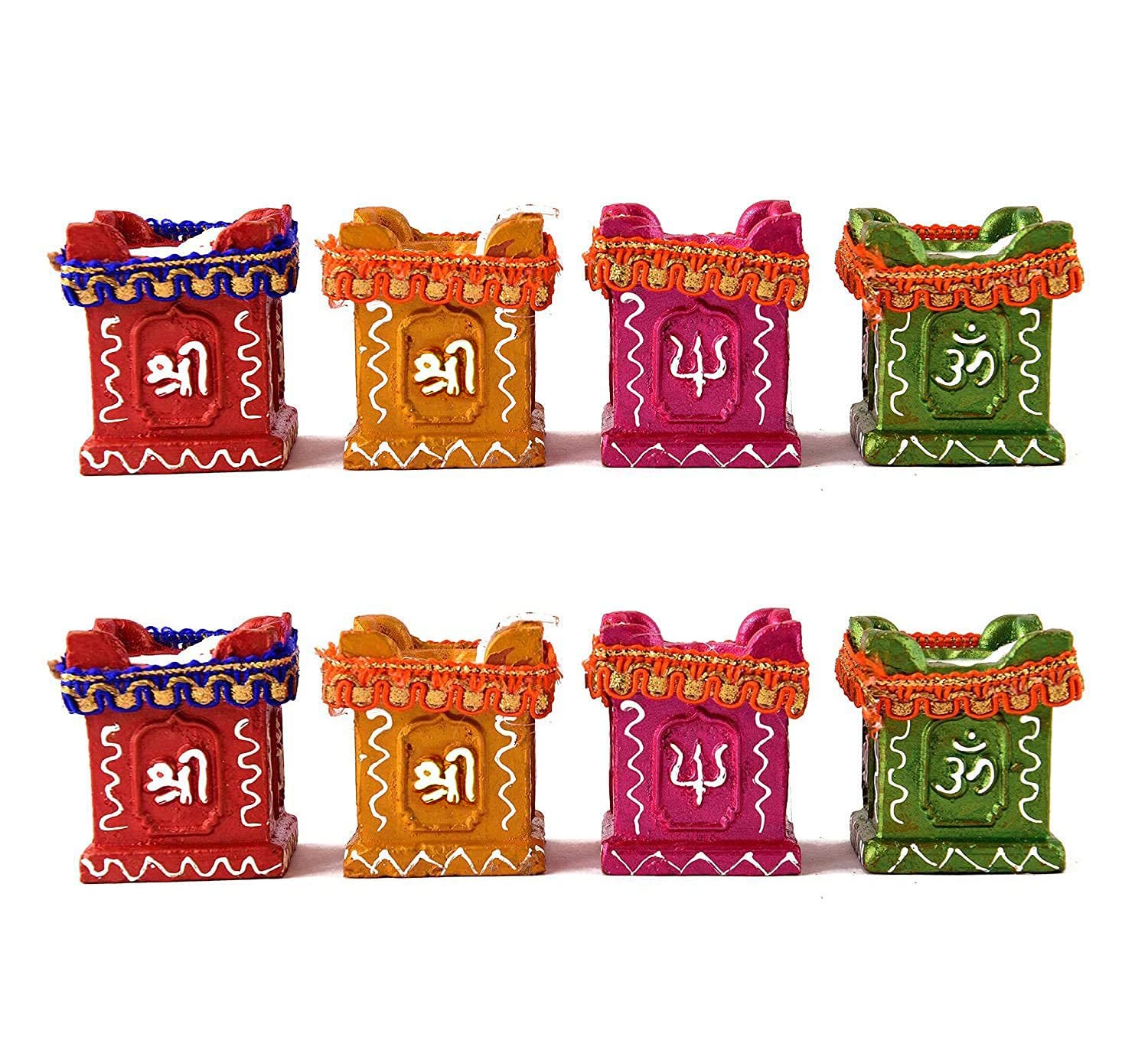 CraftVatika Clay Diya for Diwali Decoration Items for Home Puja | 8 Sets Handmade Earthen Clay Terracotta Decorative Diya, Candl