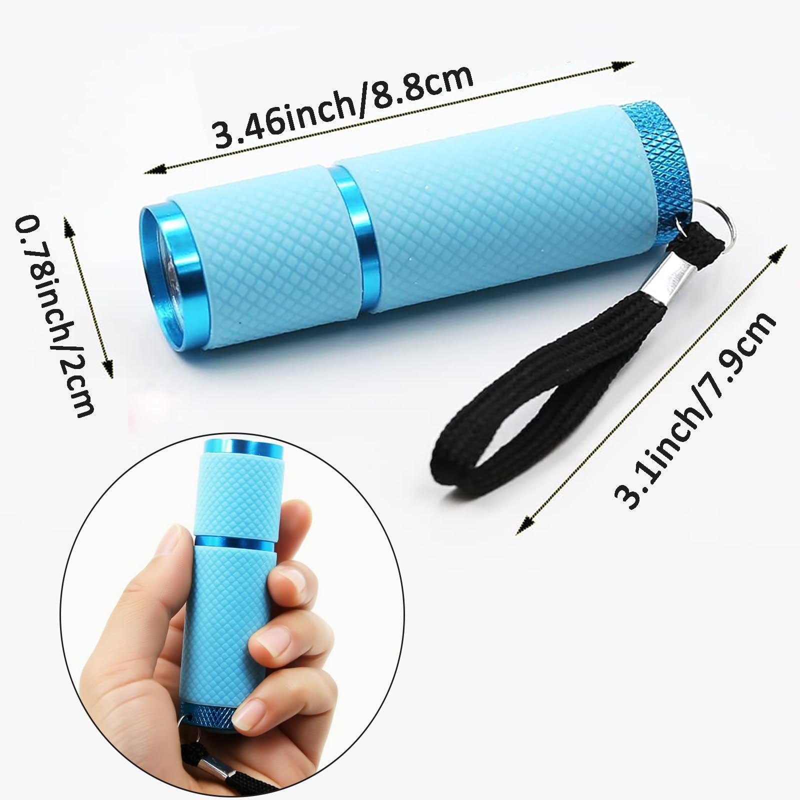 DAFURIET 9 LED Glow in Dark Flashlights, 4 Pack, Rubber Coated, Portable, Green, Model flshligh-4p