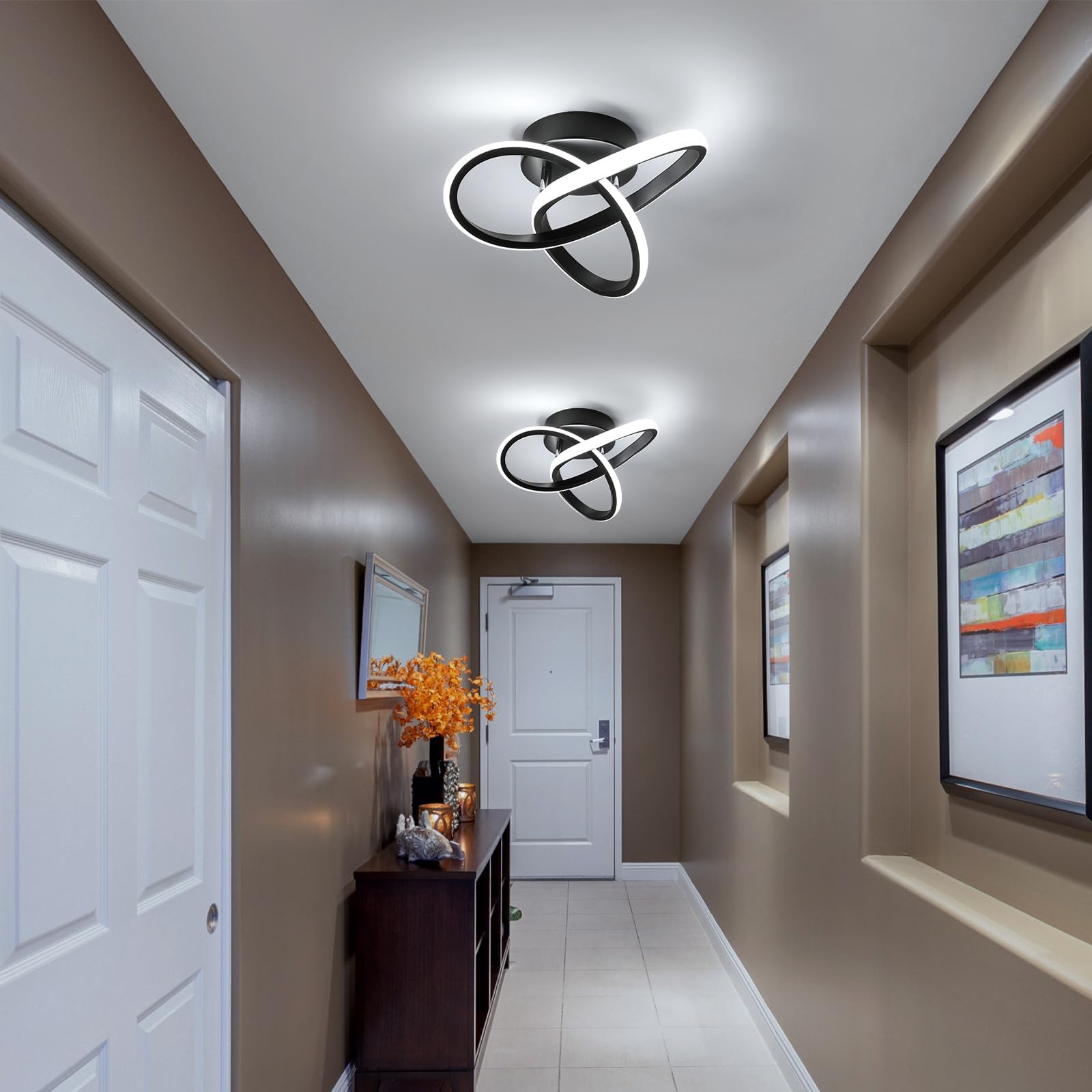 Daxgd Modern Led Ceiling Light 19W Spiral Design 3000K/4500K/6500K 3 Color Modes Swichable Ceiling Lighting Fixtures, Ceiling La