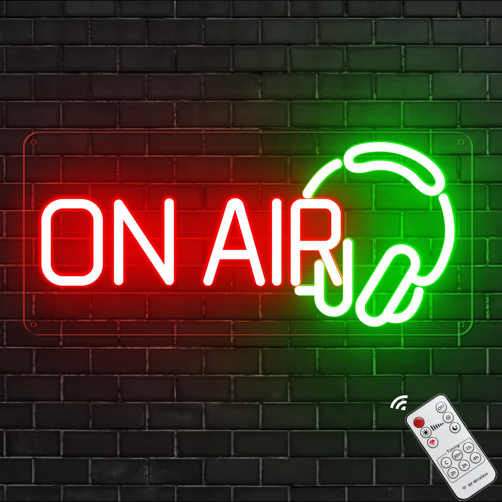 KiMineon On Air Neon Sign - Red Green LED Light, USB Powered, 15 inches, Acrylic for Gaming, Streaming, Music Studio, Home Bedroom