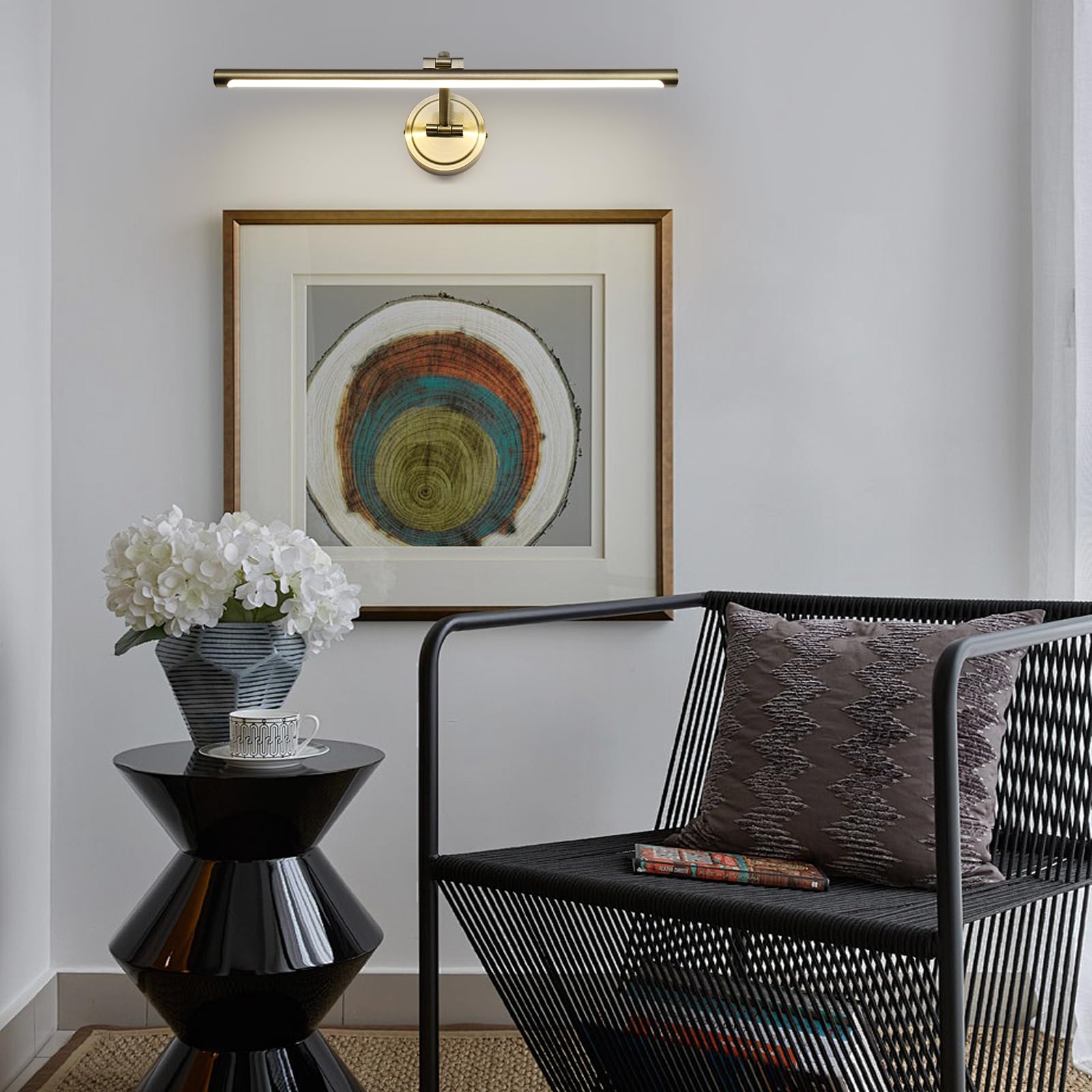 Hard-Wired Picture Lights 23.6 Inch Dimmable Led Wall Art Lighting Modern Gallery Light Poster Lights Adjustable Swing Arm Picture Frame Light For Display Art Work 14W 2700K  Warm White Antique Bronze