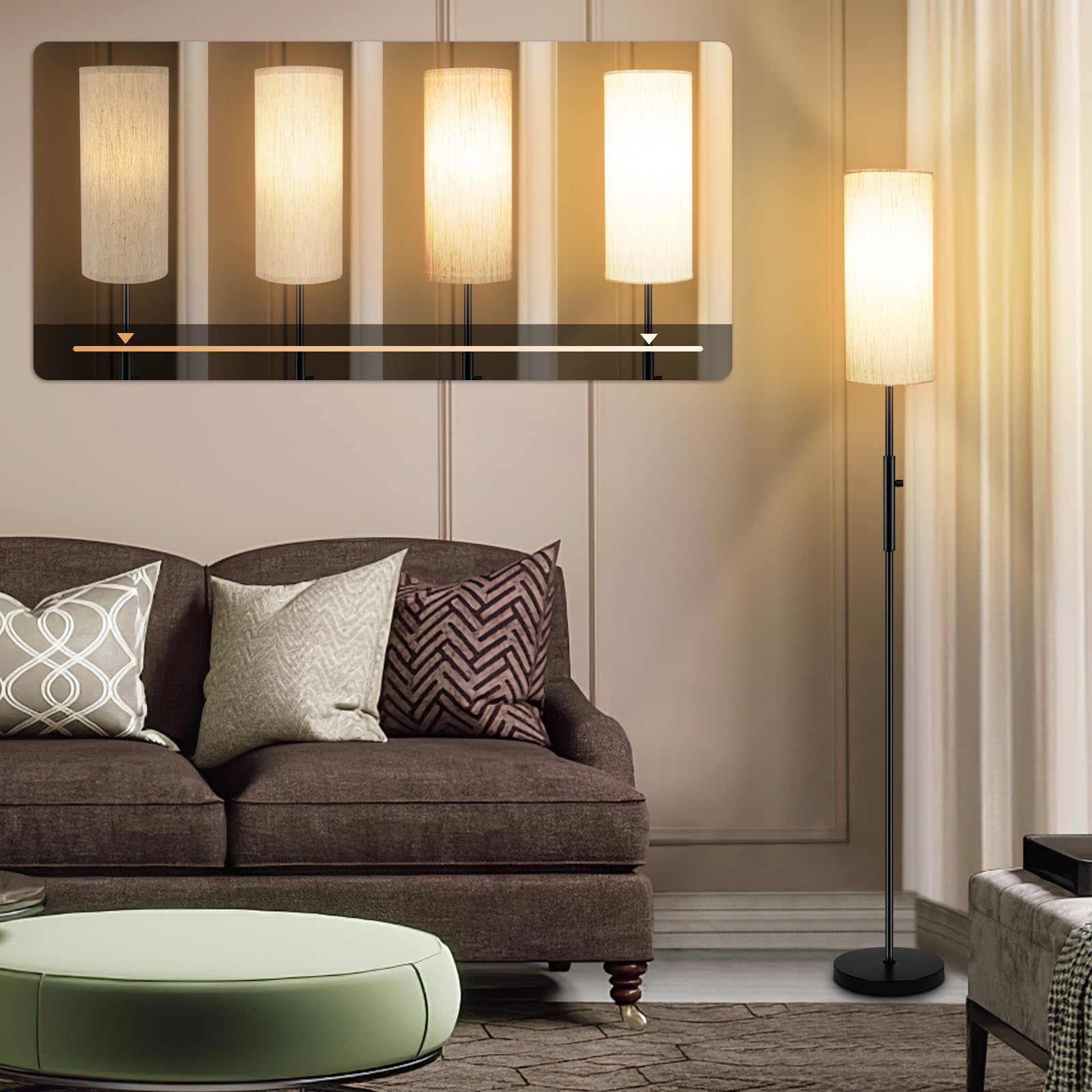 Floor Lamps For Living Room, Modern Standing Lamp, Minimalist Pole Lamps, Stepless Dimmable 9W Bulb Included, Tall Lamp With Lin