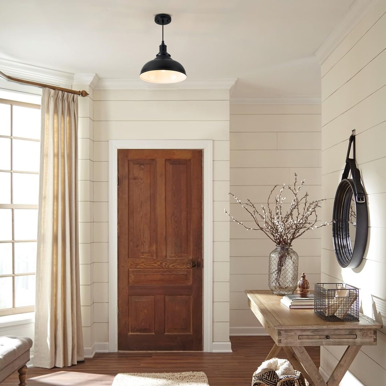 Alaislyc 1 Pack Farmhouse Pendant Light Black Pendant Lighting For Kitchen Island Industrial Hanging Barn Light Pendant Lighting