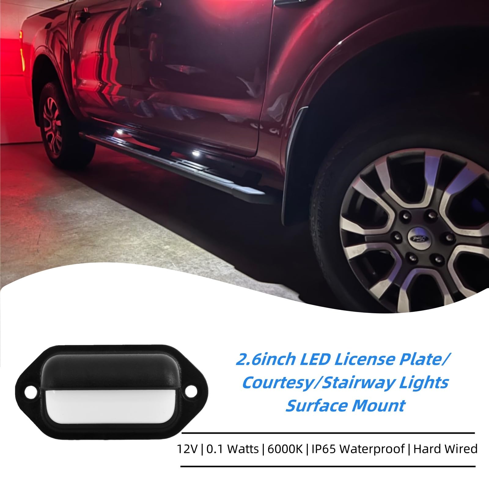 Dream Lighting LED License Plate Lights, 12V Waterproof, 2.6 inch, Cool White, Pack of 2, Model 0011502CX2-DOT