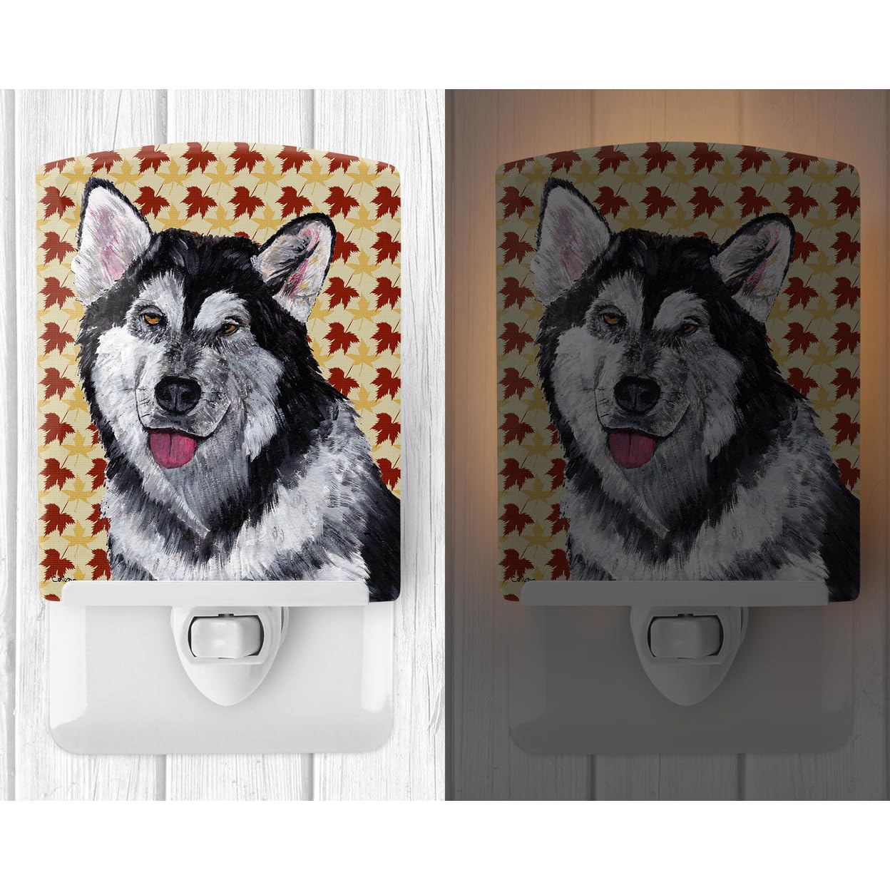 Carolines Treasures Night Light, Alaskan Malamute, Ceramic, UL-Certified, 6x4x3in, Multicolor, Model SC9495CNL