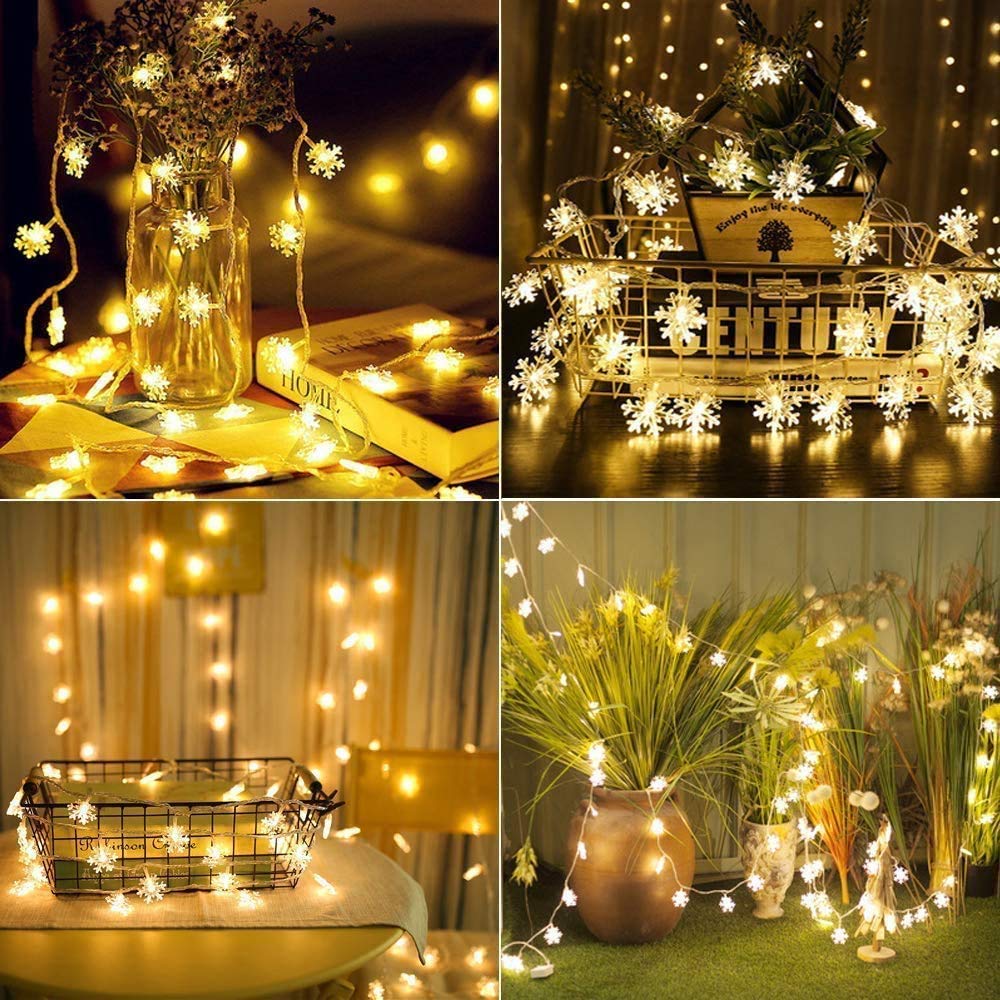 fizzytech Plastic Decorative Snowflake 25 Led String Led Lights for Diwali Christmas Wedding, Lights of Home Decoration (Warm Wh