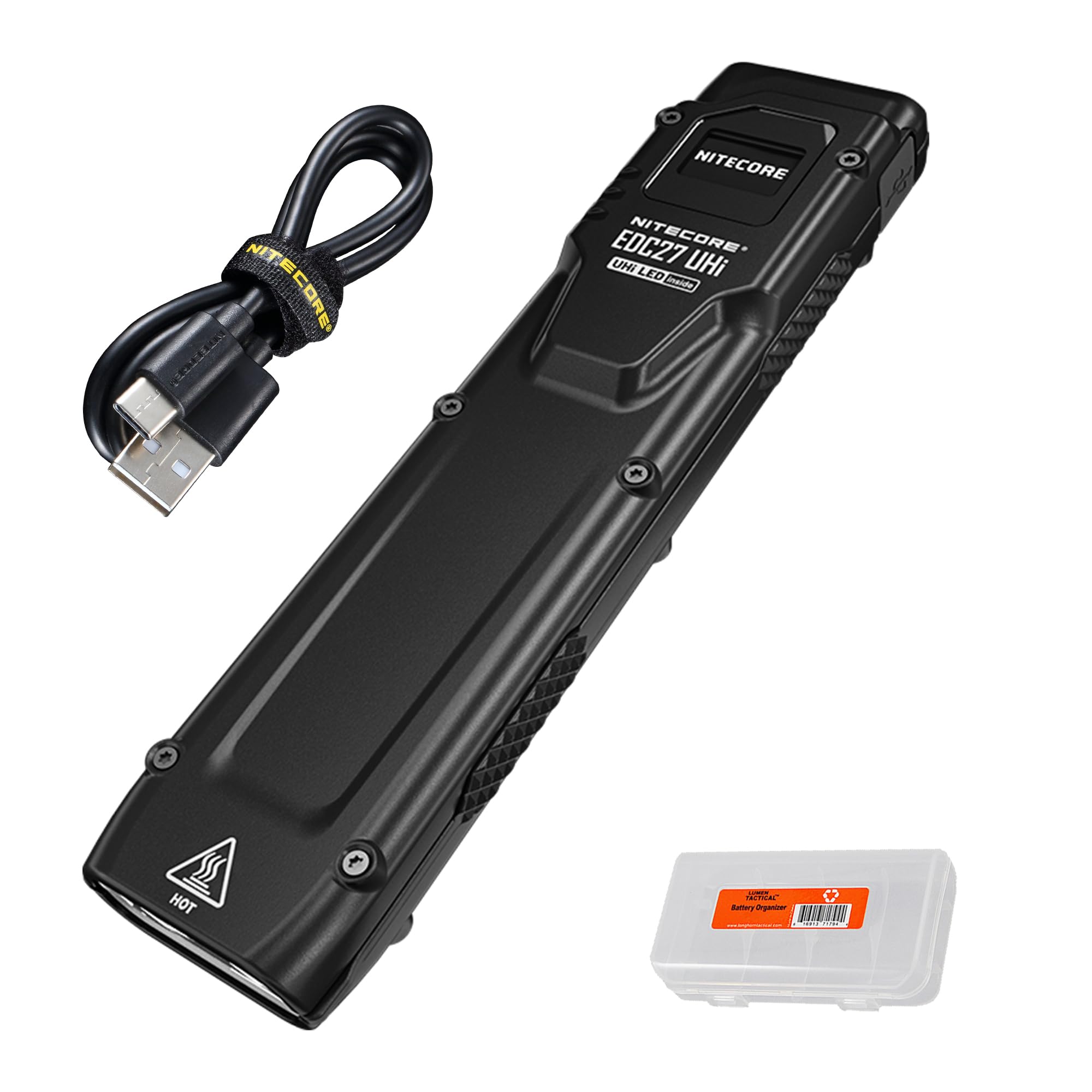 Nitecore EDC27 Flashlight, 3100 Lumens, USB-C Rechargeable, Stainless Steel, Black