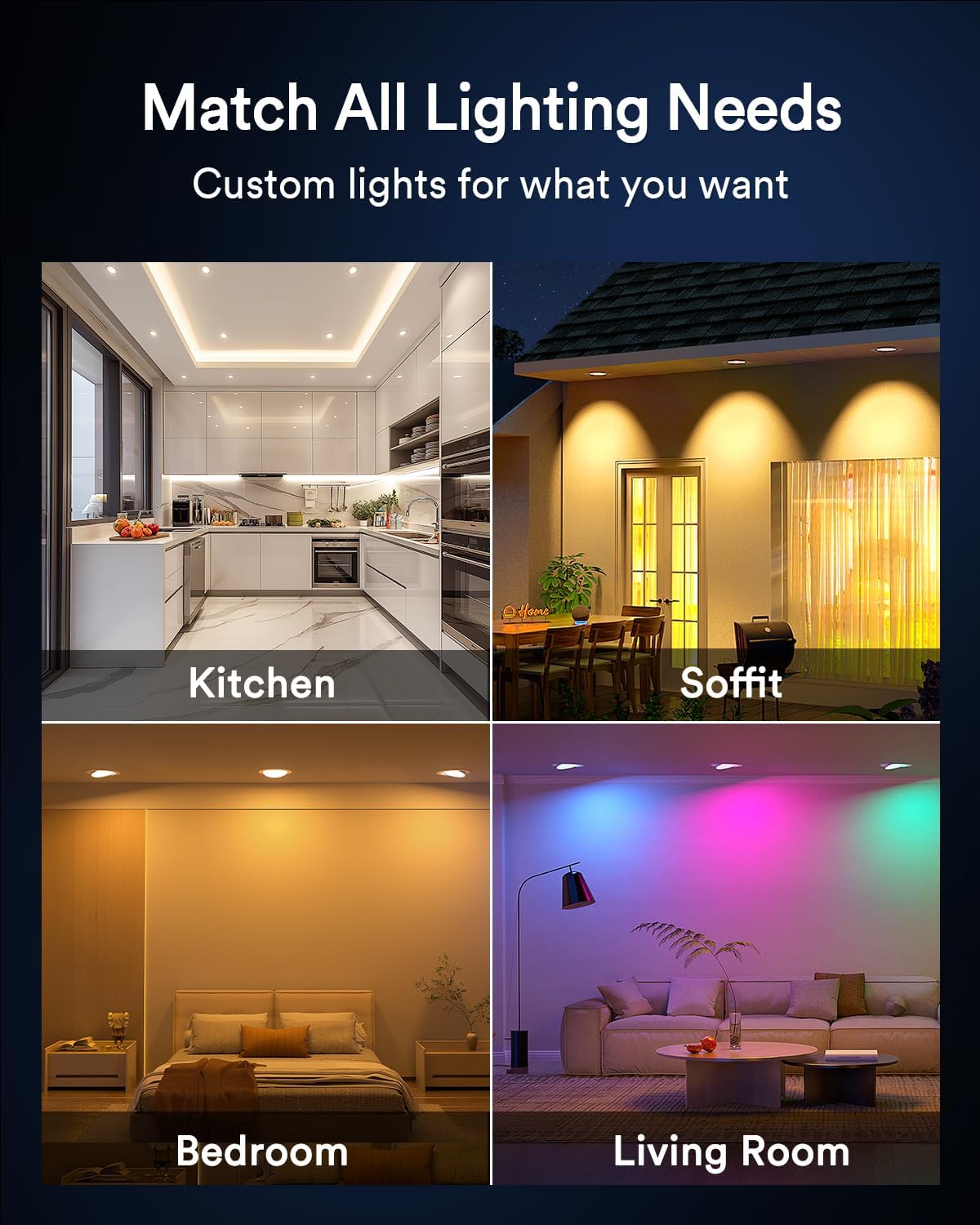 Lumary Smart Gimbal Recessed Lighting 6 Inch, 355° Adjustable RGBWW WiFi Ceiling Light, 13W 1000LM, Canless LED Downlight, Model L-