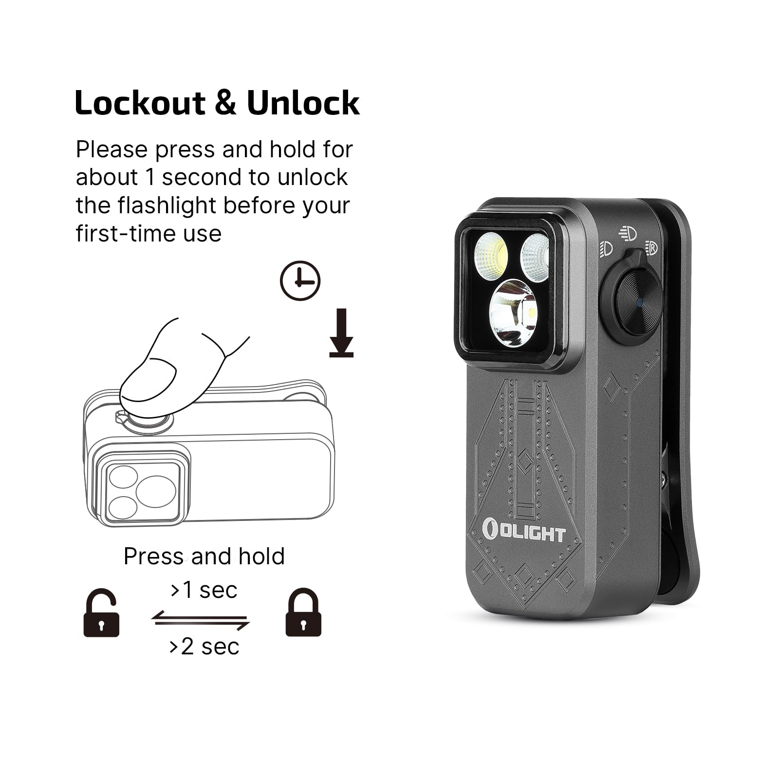 Olight Oclip Pro Edc Flashlight Clip-On Light  Rechargeable 500 Lumens With Three Lighting Solutions Type-C Charging  Magnetic Flash Lights For Outdoor Or Indoor Use(Phantom Squadron)