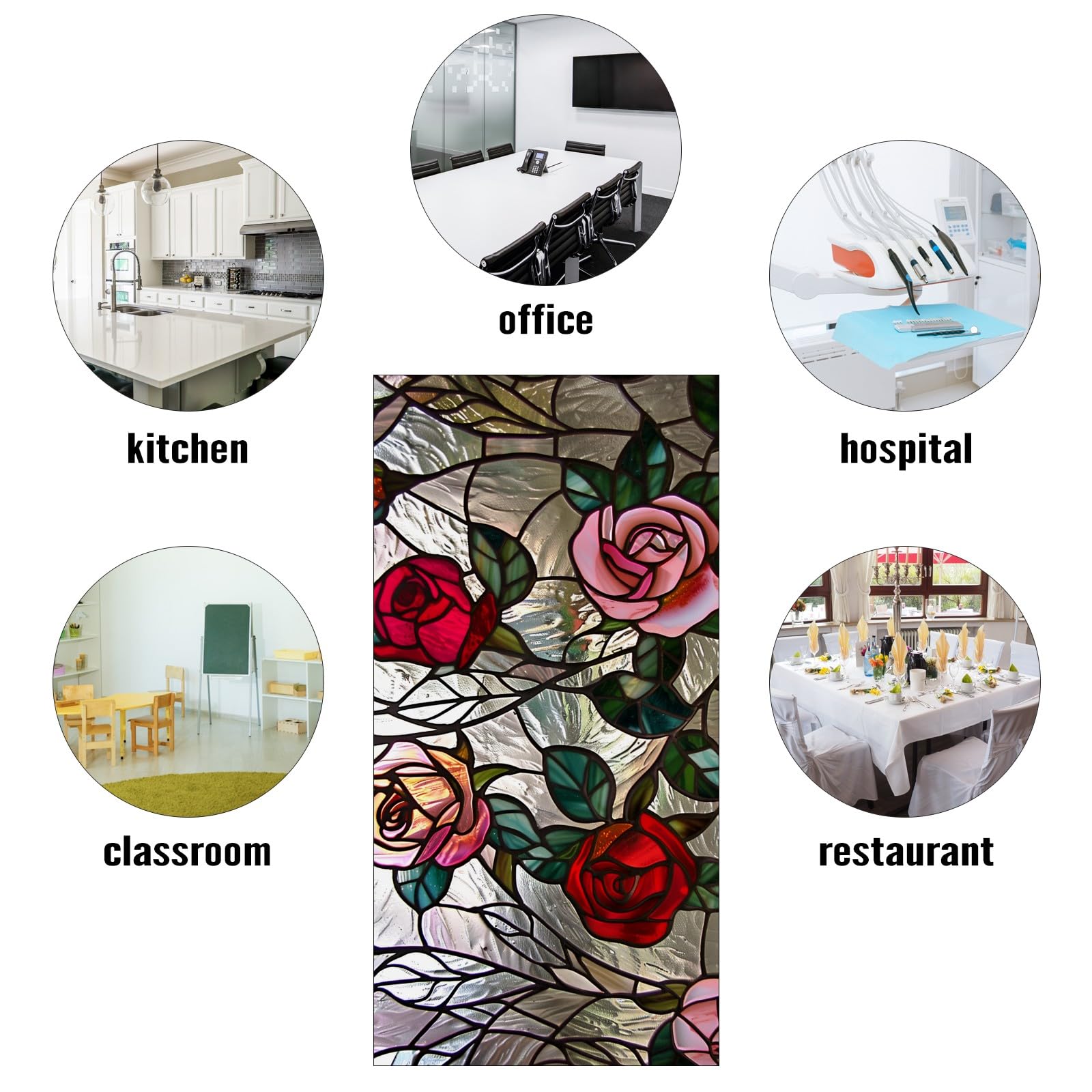 Msinmkok Fluorescent Light Covers For Ceiling Lights Classroom Office 4X2Ft Stained Glass Pink Roses Decorative Drop Ceiling Lig