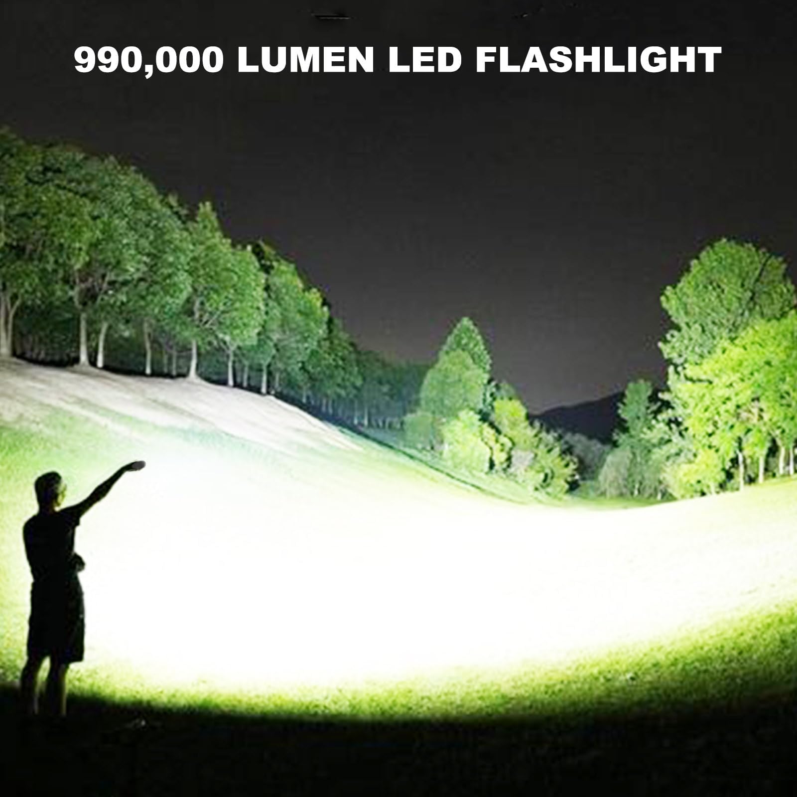 MIXILIN 3 Pack Rechargeable LED Flashlights, 990,000LM, 5 Modes, Waterproof, Aluminum, Black, Model F50-3