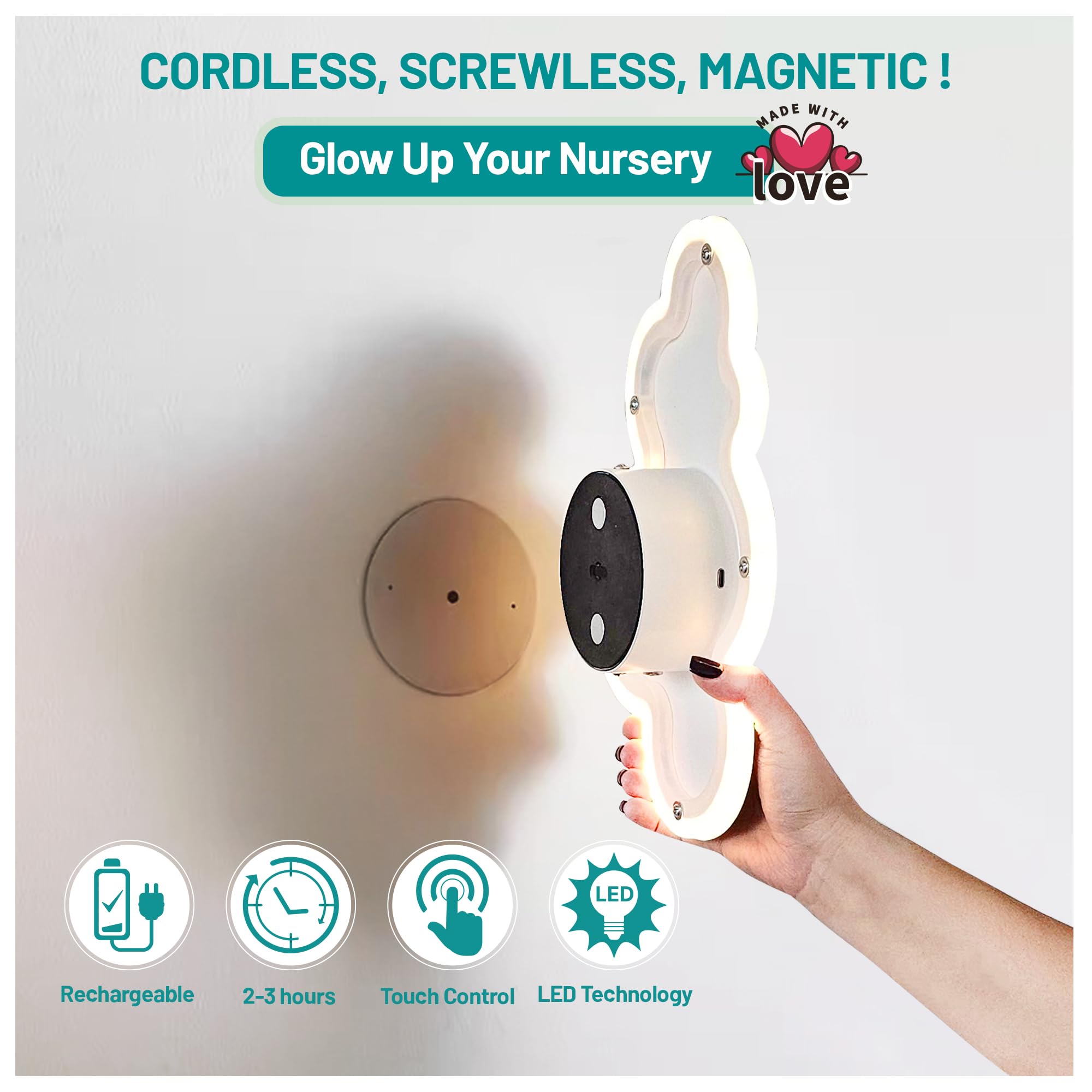 BAZENTI Cloud Lights - Nursery Decor Cloud Lamp, Rechargeable Baby Lamps with Remote, Hanging Lamp for Nursery, Kids Night Light